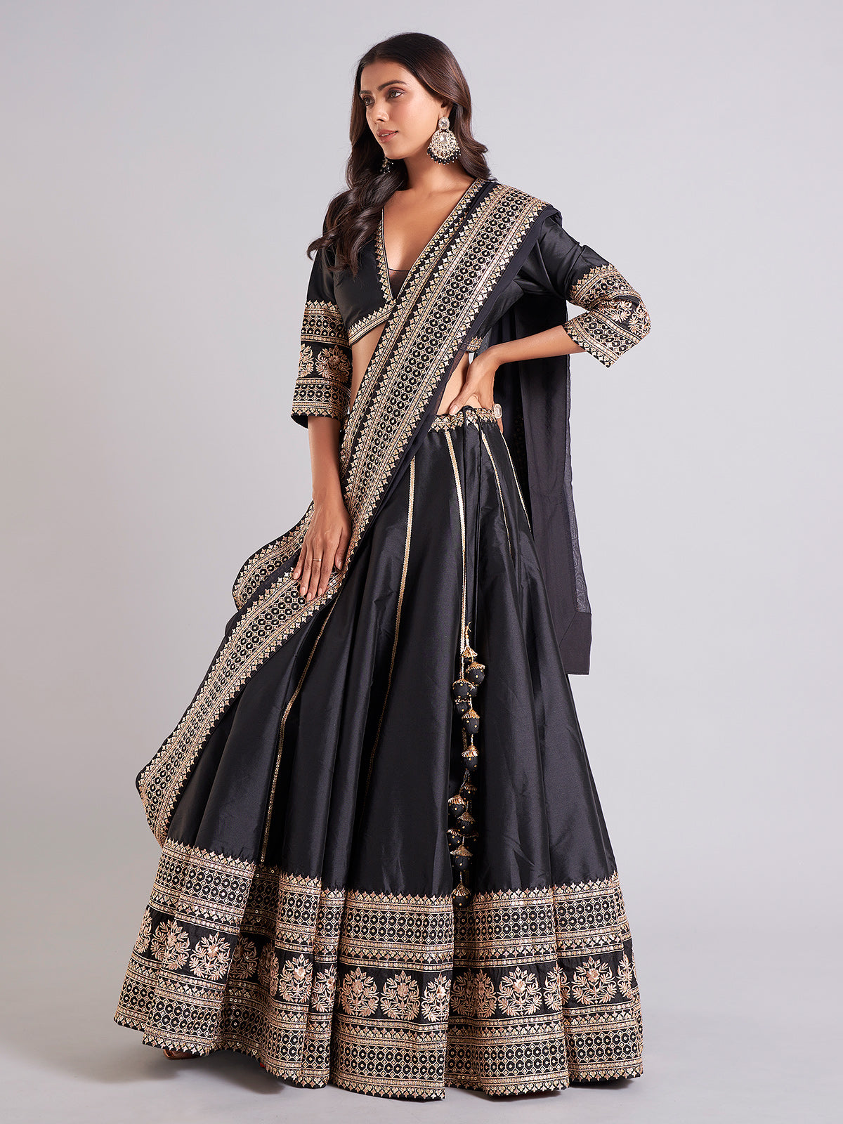 Amazing black silk lehenga choli