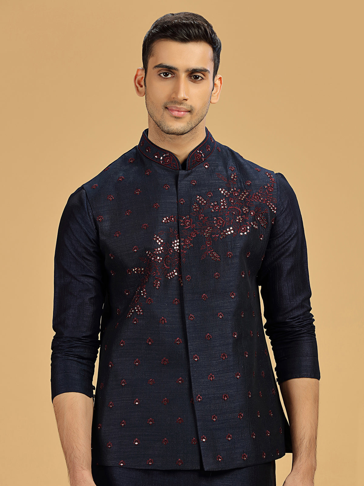 Amazing navy wedding look silk waistcoat set