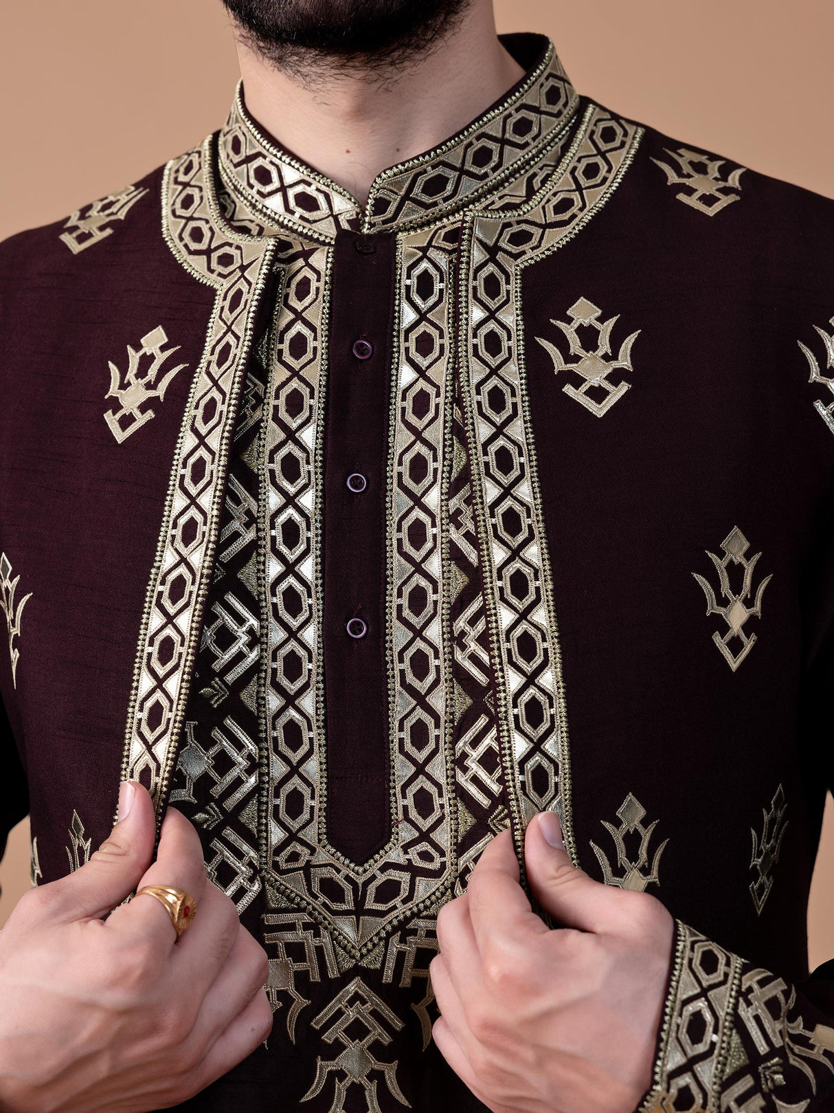 Amazing wine raw silk waistcoat set
