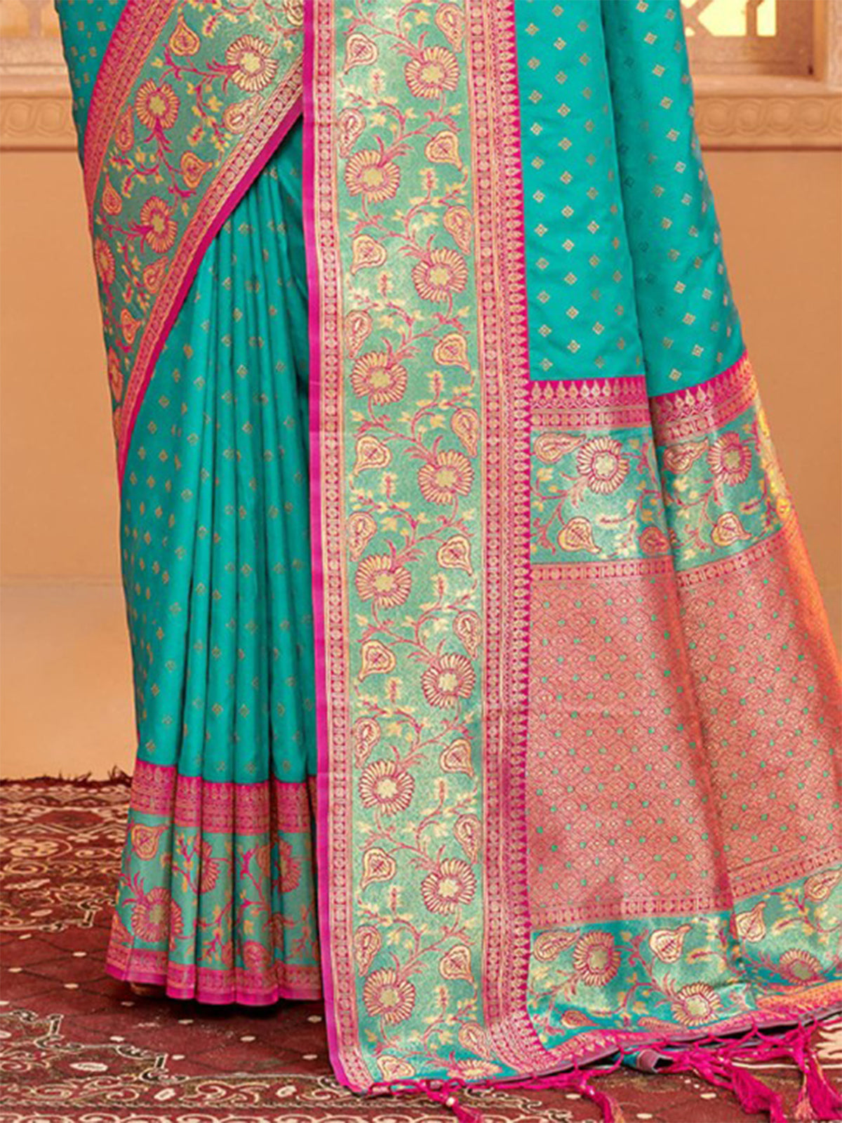 Aqau festive wear saree in silk