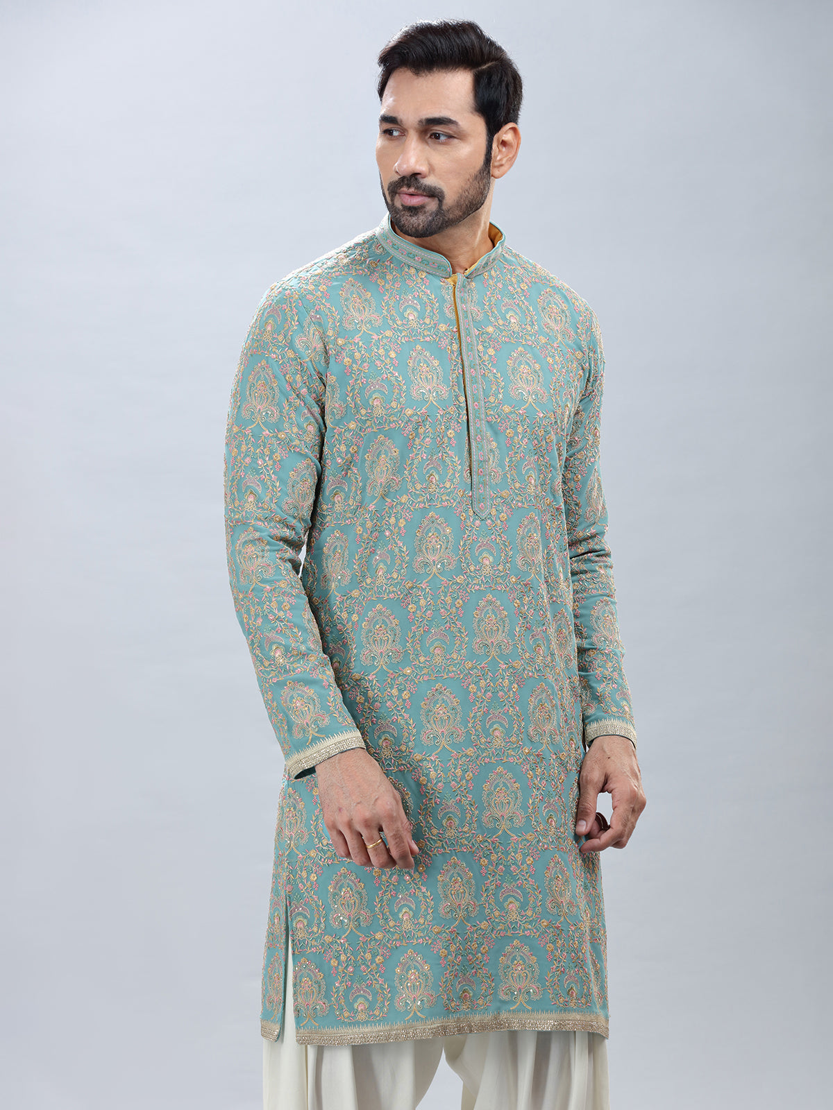 Aqua georgette festive special kurta set