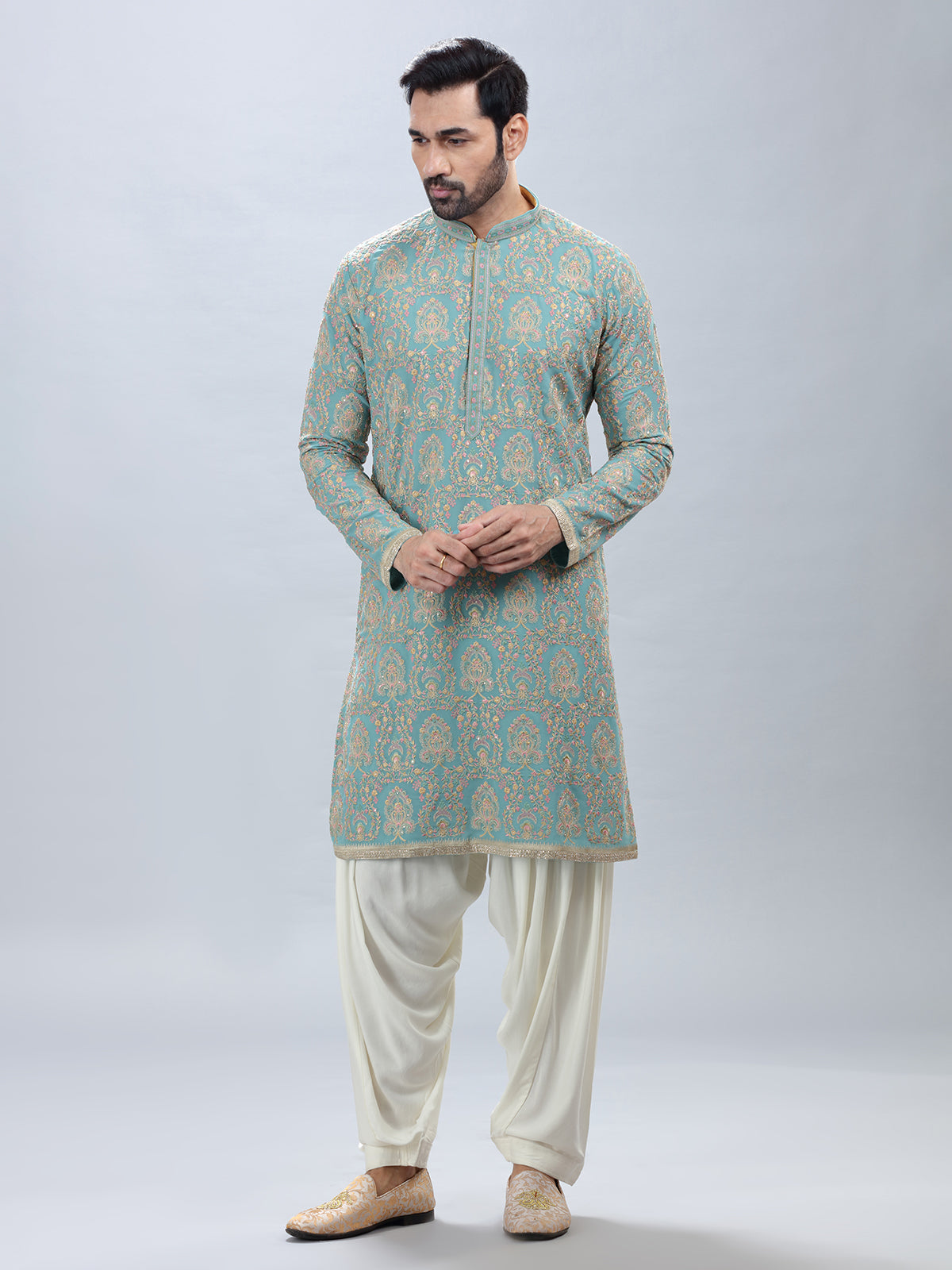 Aqua georgette festive special kurta set