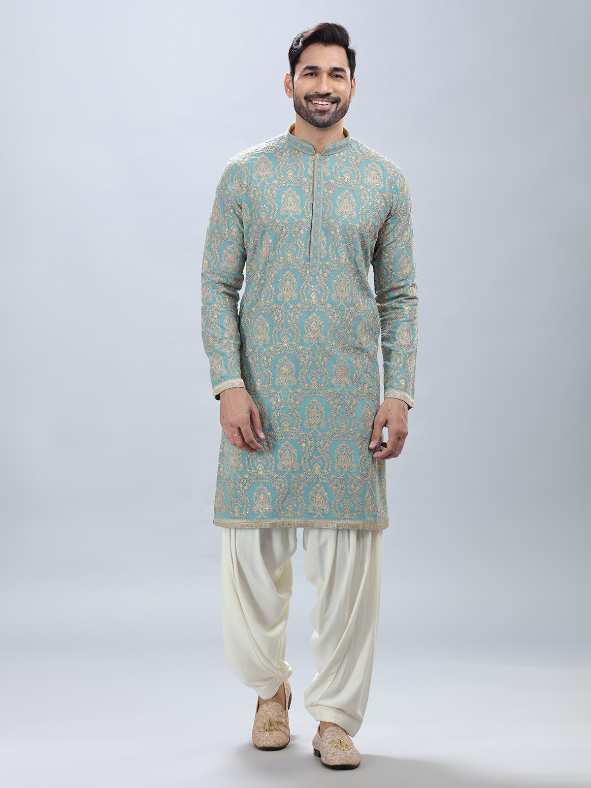 Aqua georgette festive special kurta set