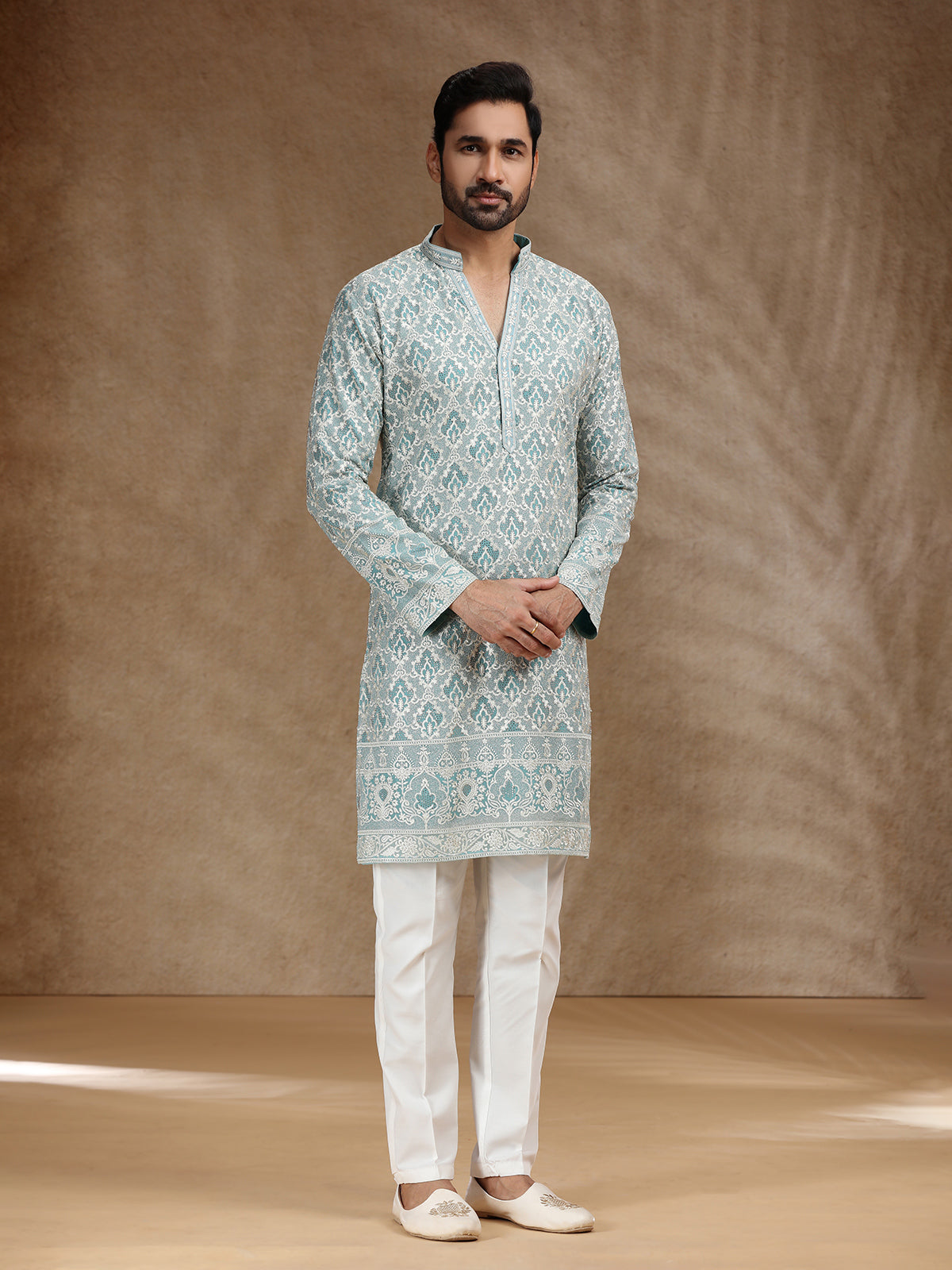 Aqua georgette men festive kurta pajama