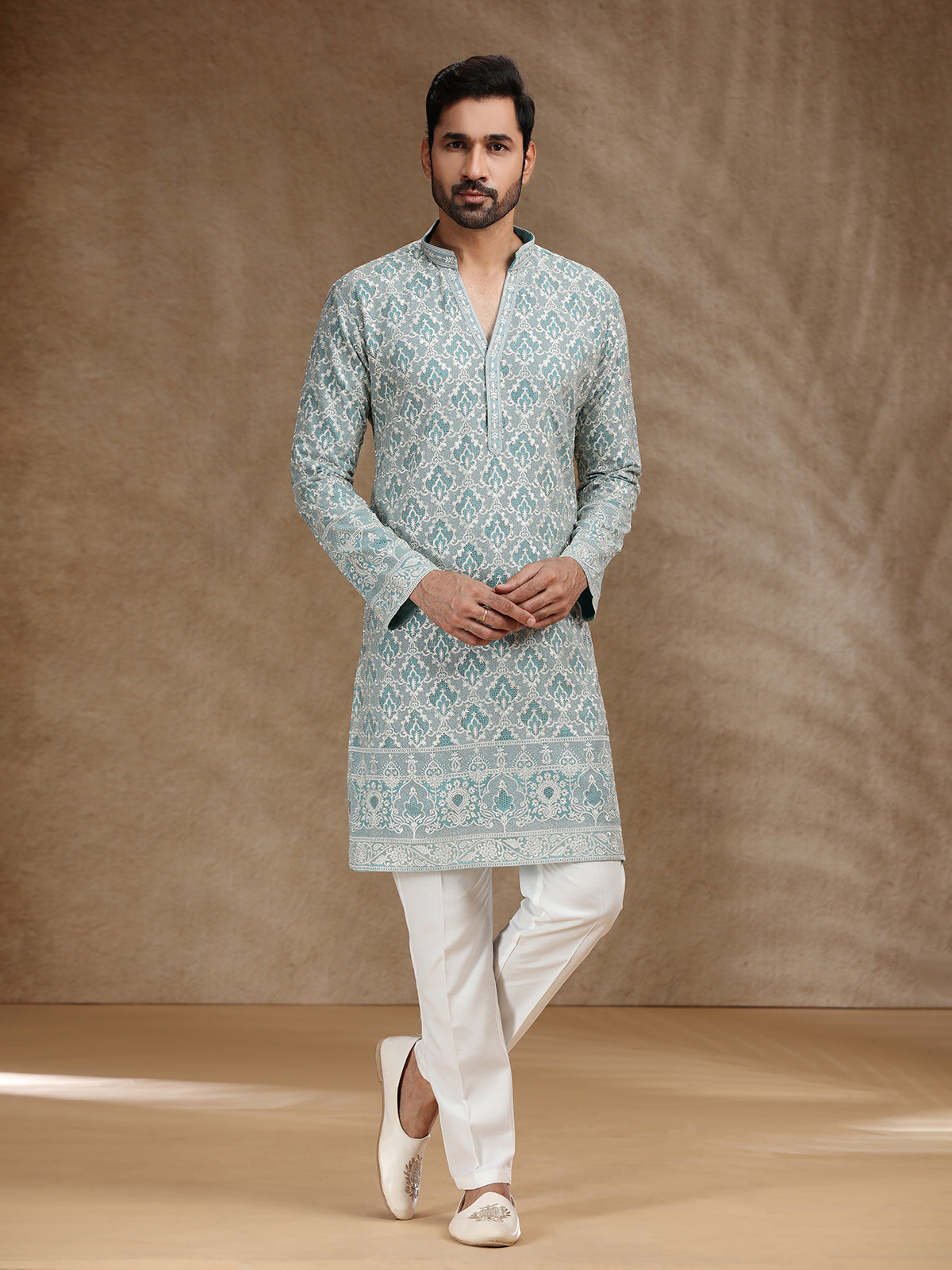 Aqua georgette men festive kurta pajama