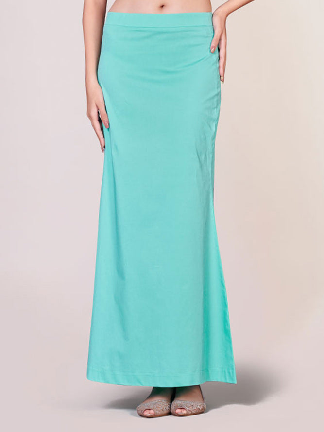 Aqua lycra cotton plain saree shaper