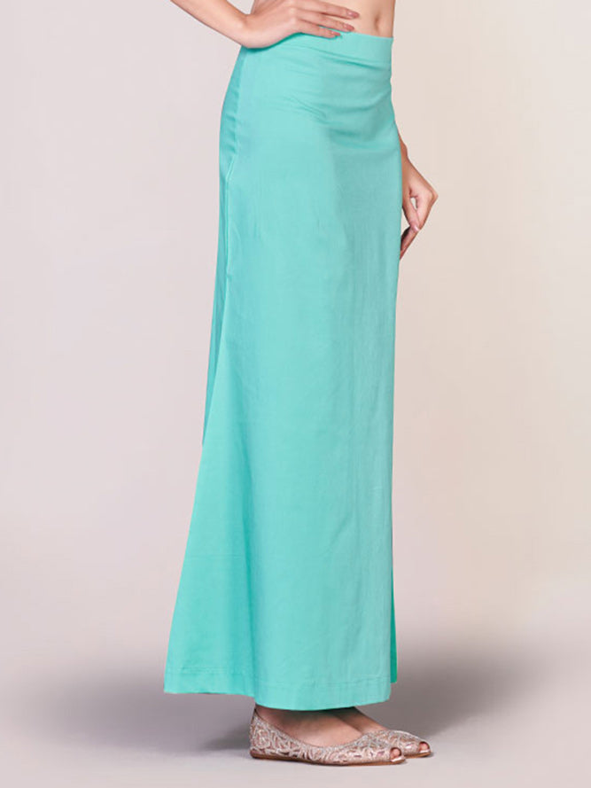 Aqua lycra cotton plain saree shaper