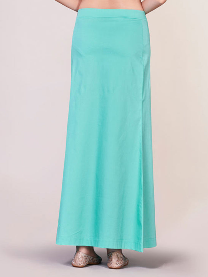 Aqua lycra cotton plain saree shaper