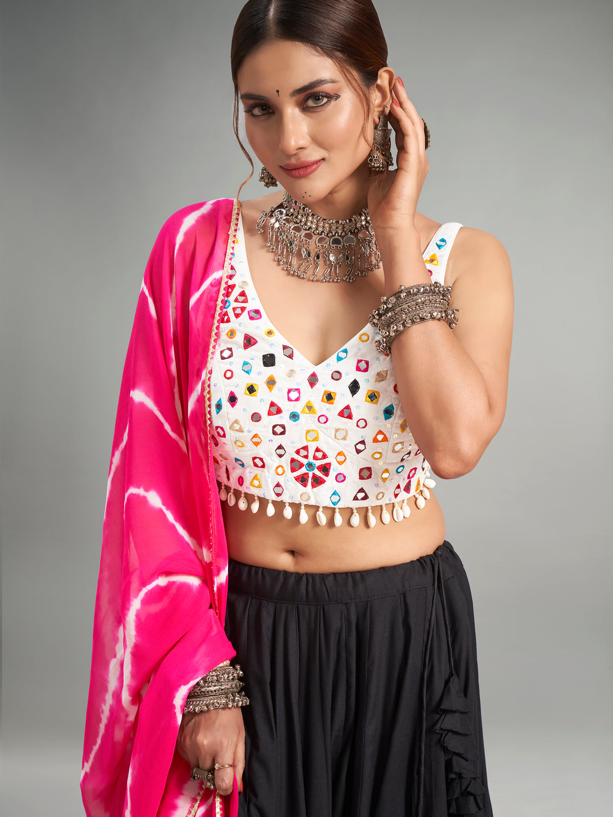 Black cotton silk chaniya choli for navratri