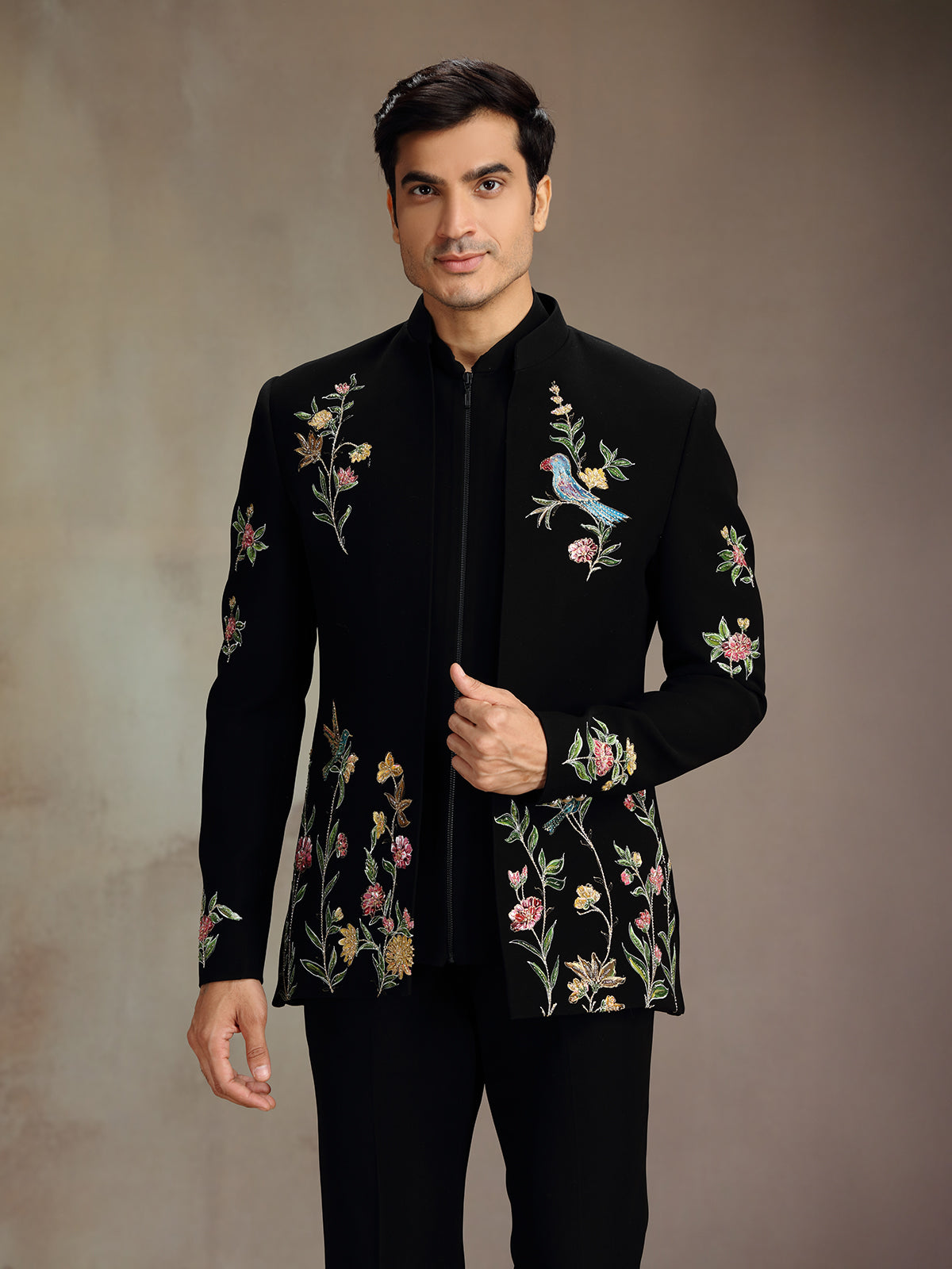 Black rayon royal jodhpuri suit