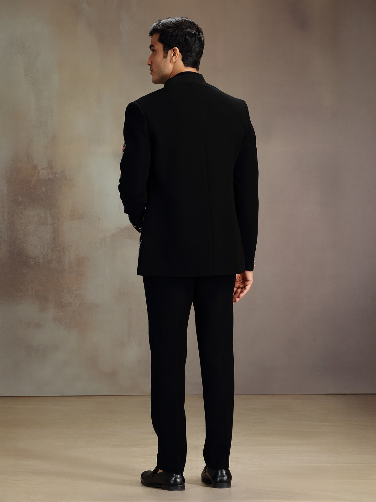 Black rayon royal jodhpuri suit