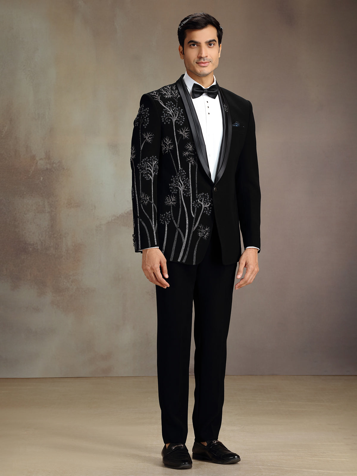 Black royal zardosi coat suit