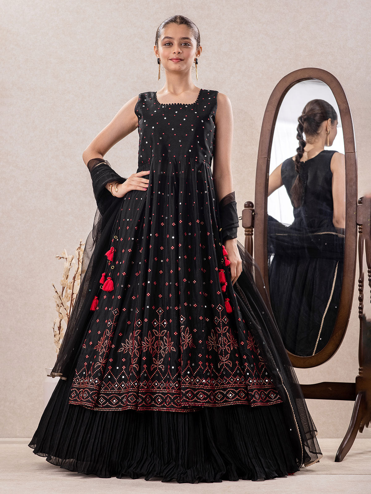 Black salwar suit with lehenga