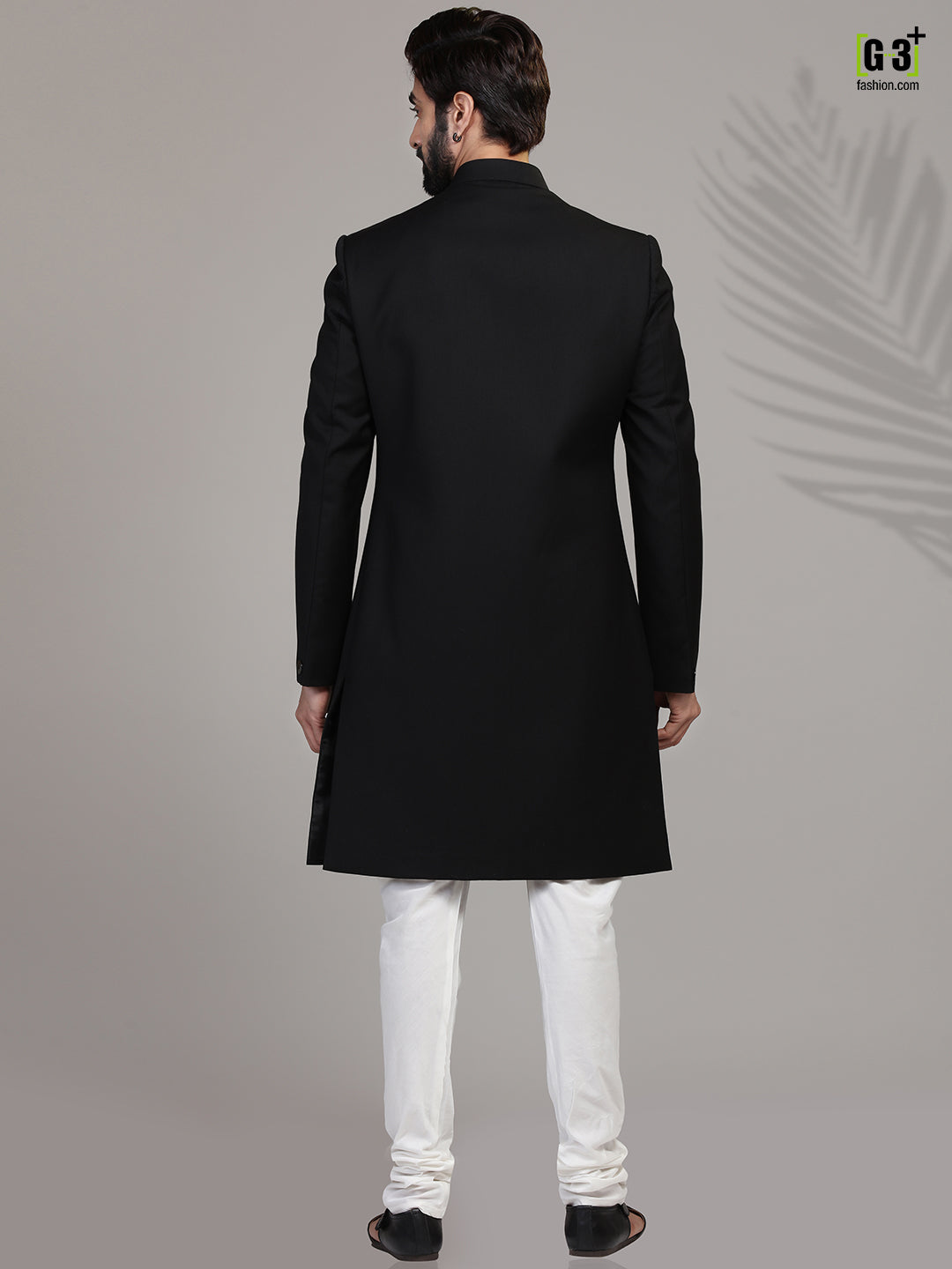 Black terry rayon indo western for mens