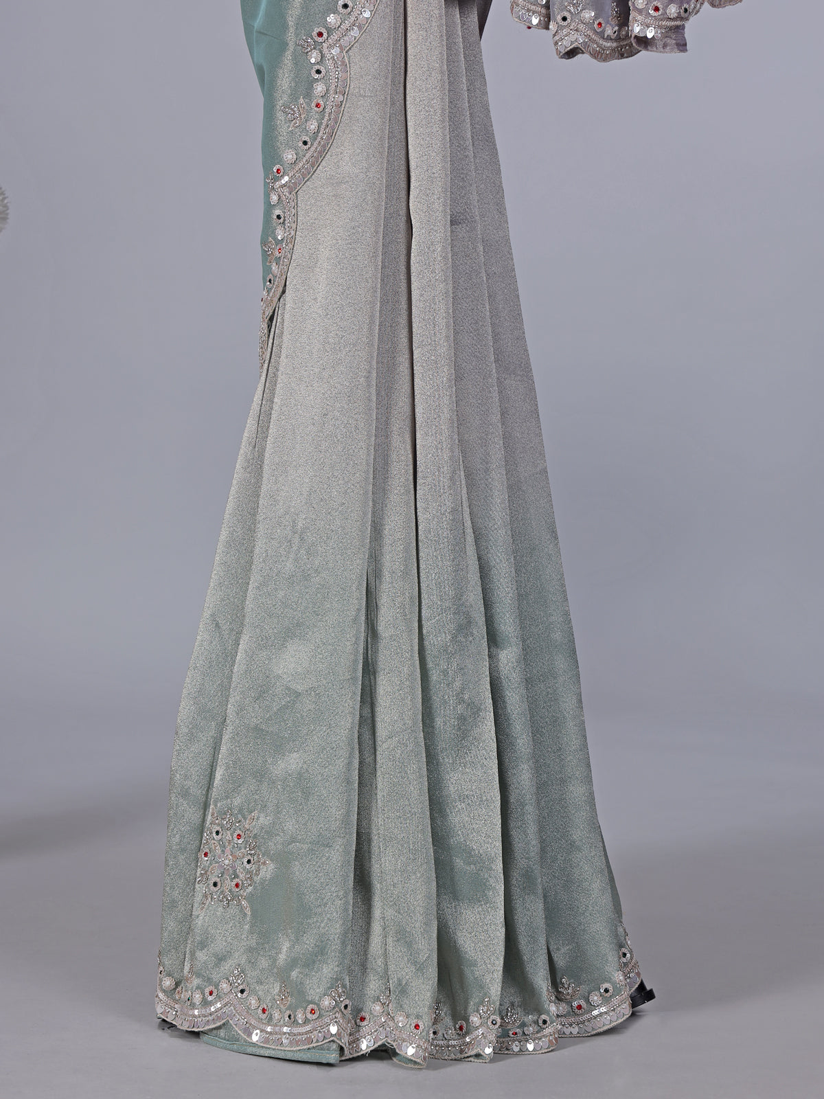 Blue purple shaded tissue silk glam saree