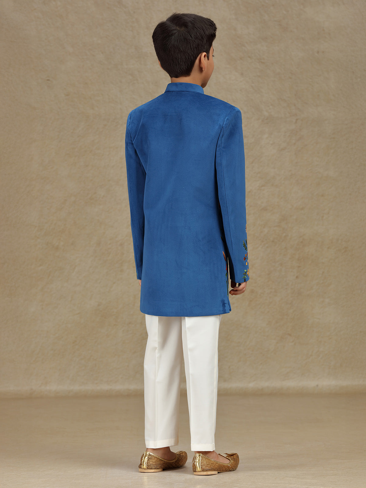 Blue velvet indowestern for boys