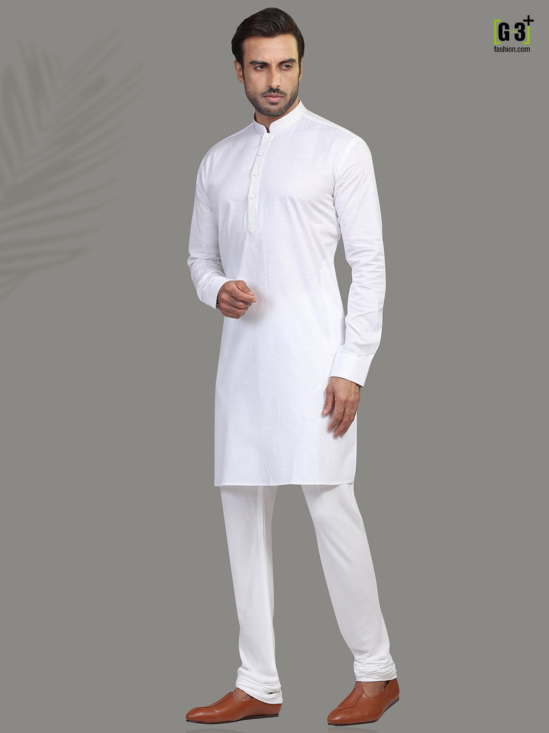 Cotton white full sleeve kurta suit