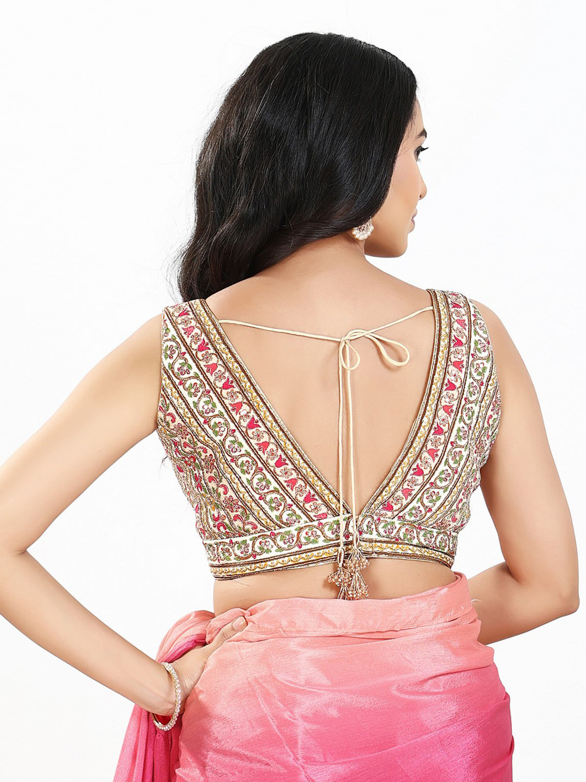 Cream georgette sleeveless blouse