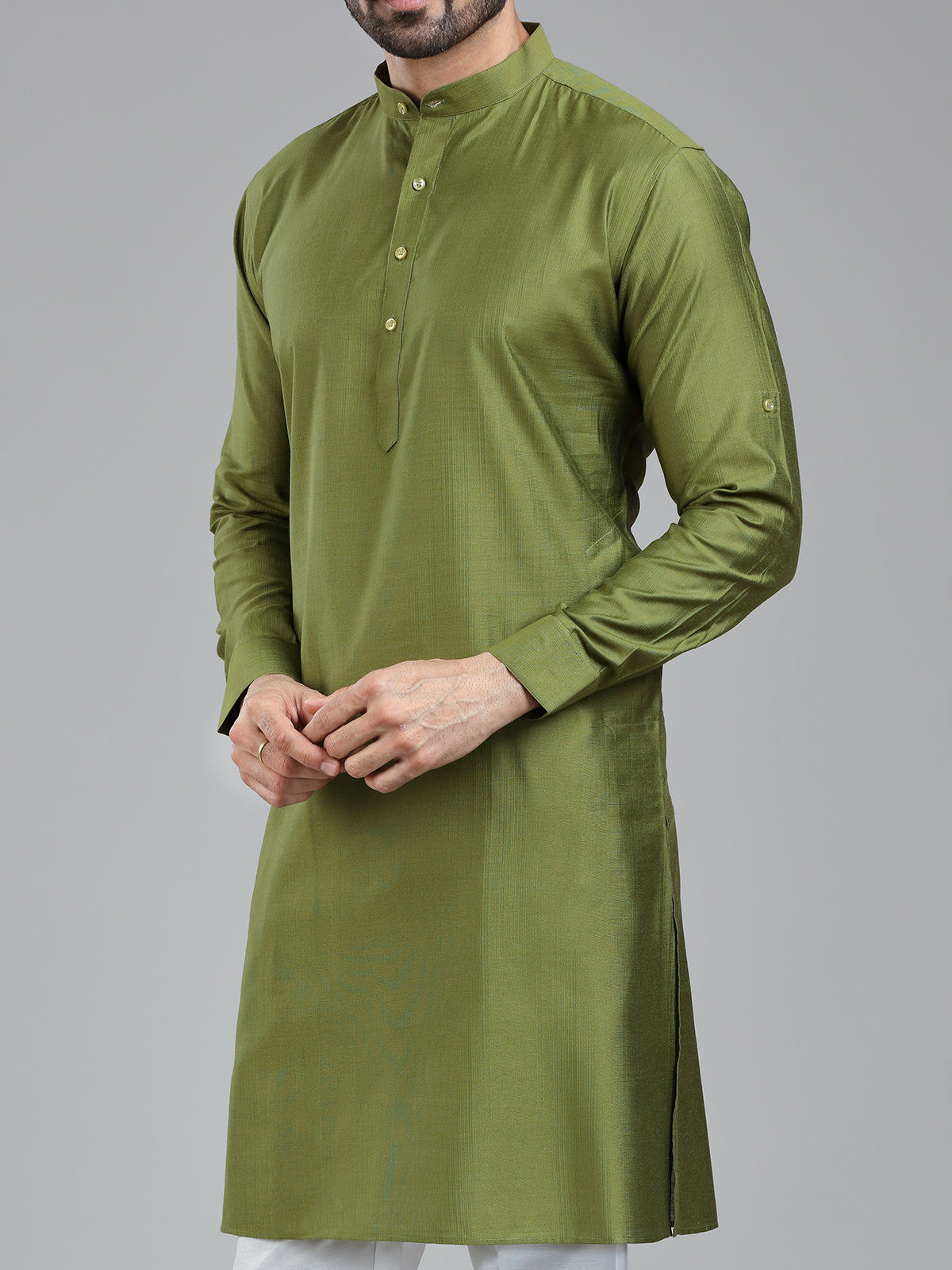 Dark olive simple festive wear kurta with pajama