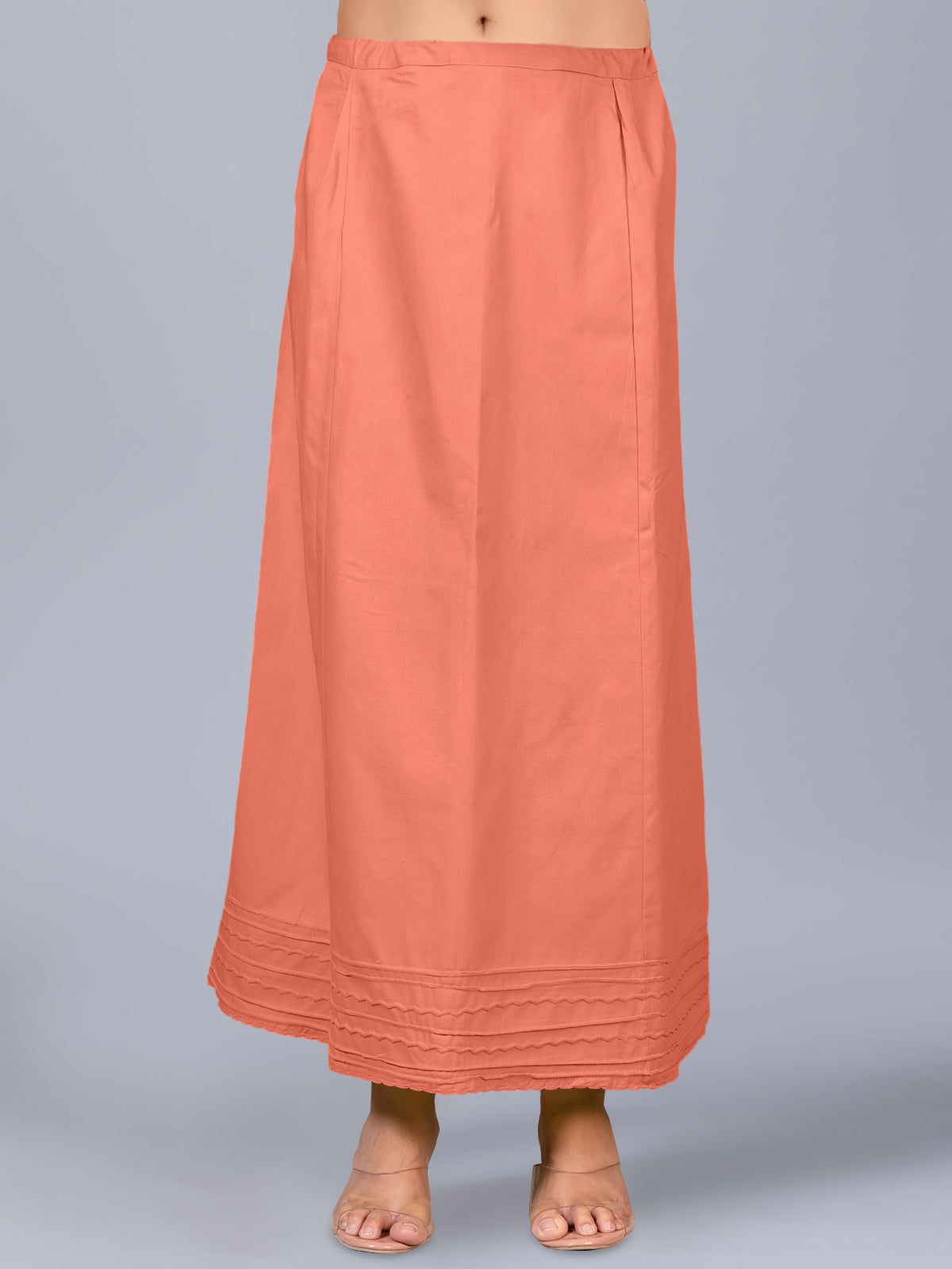 Dark peach plain saree petticot