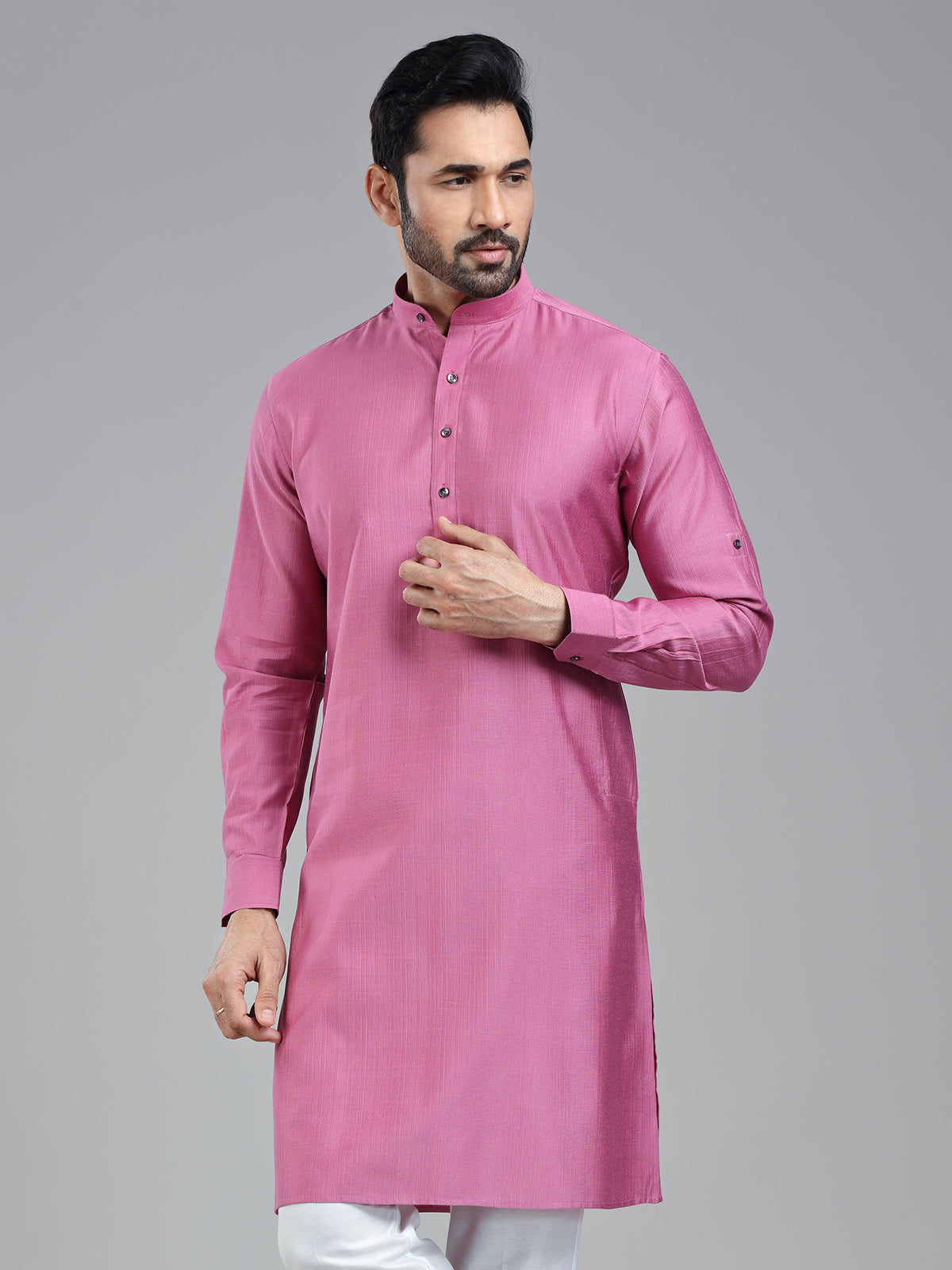 Dark pink plain kurta for festivals
