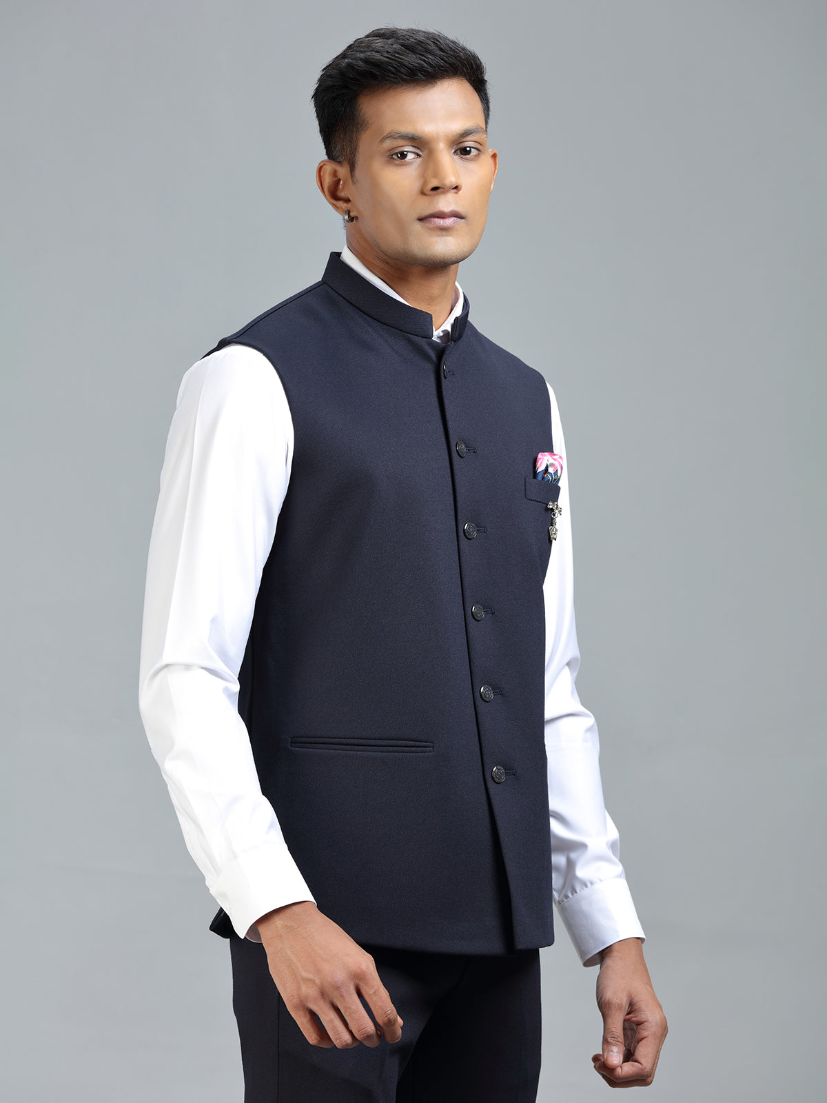 Festive style navy classic waistcoat for men