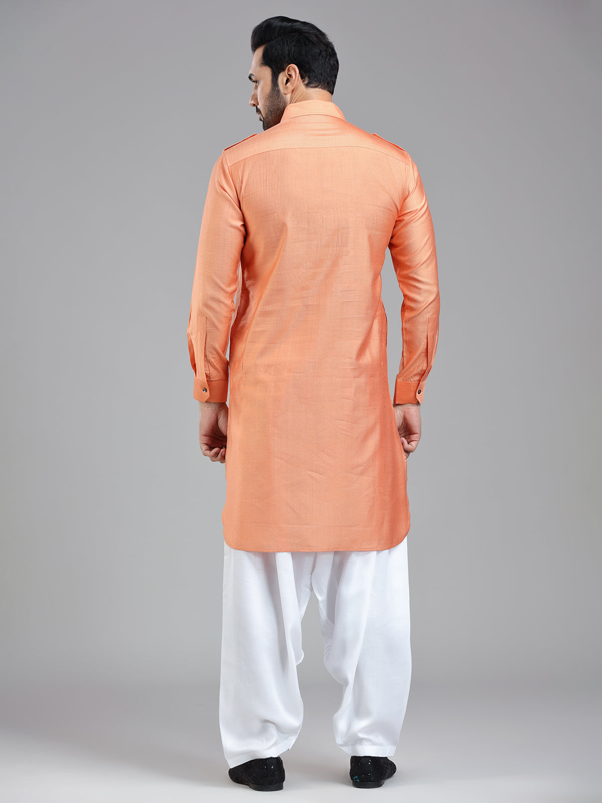 Freshy salmon peach pathani suit for men