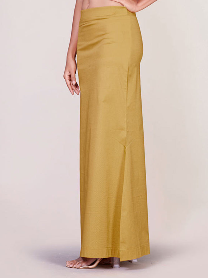 Gold color lycra cotton saree shapewear