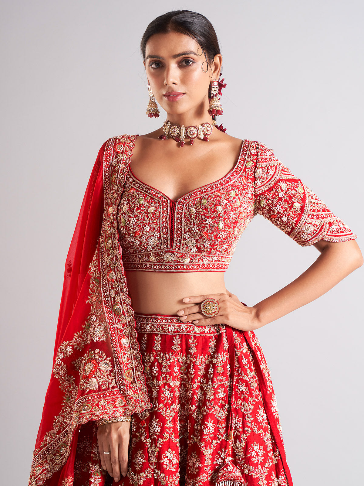 Gorgeous maroon raw silk lehenga choli