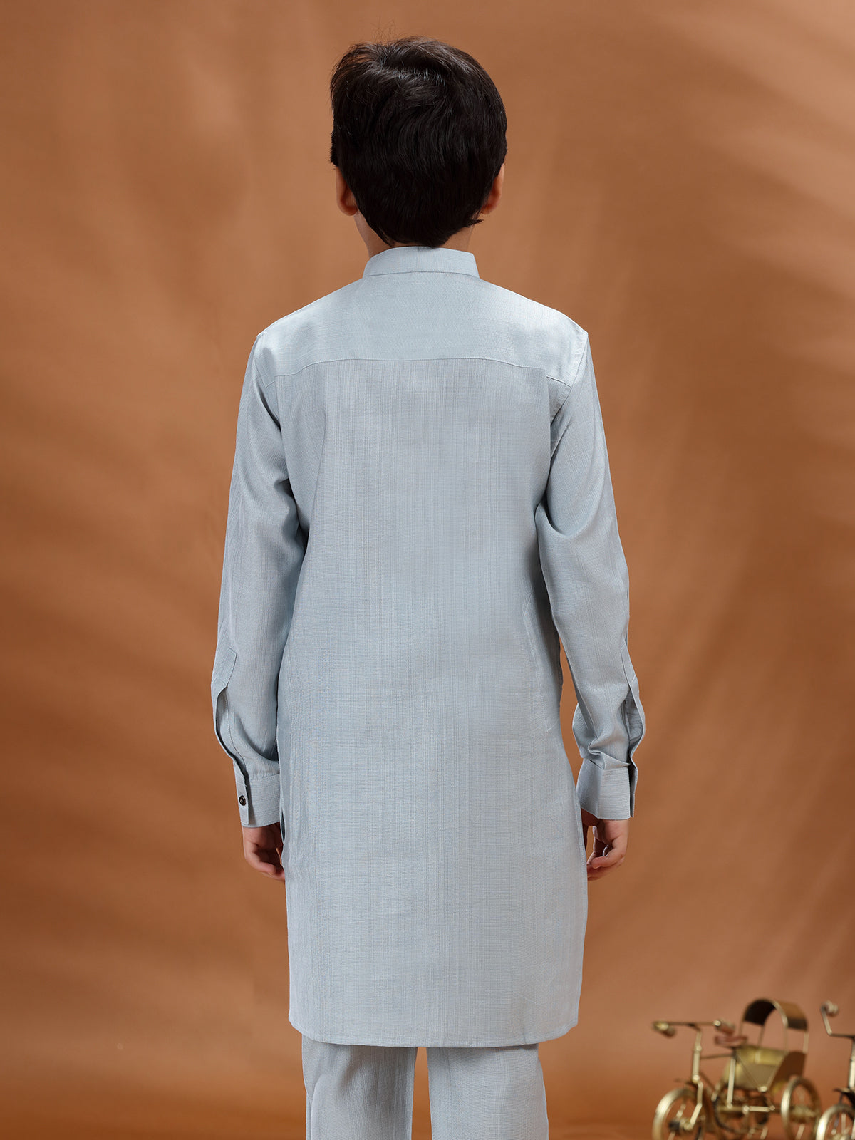 Grey cotton festive kurta for traditional wear