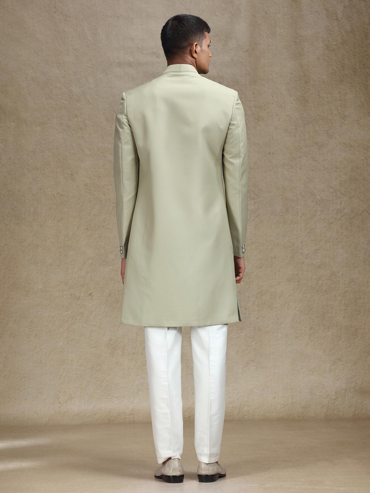 Light dusty olive indo western in terry rayon