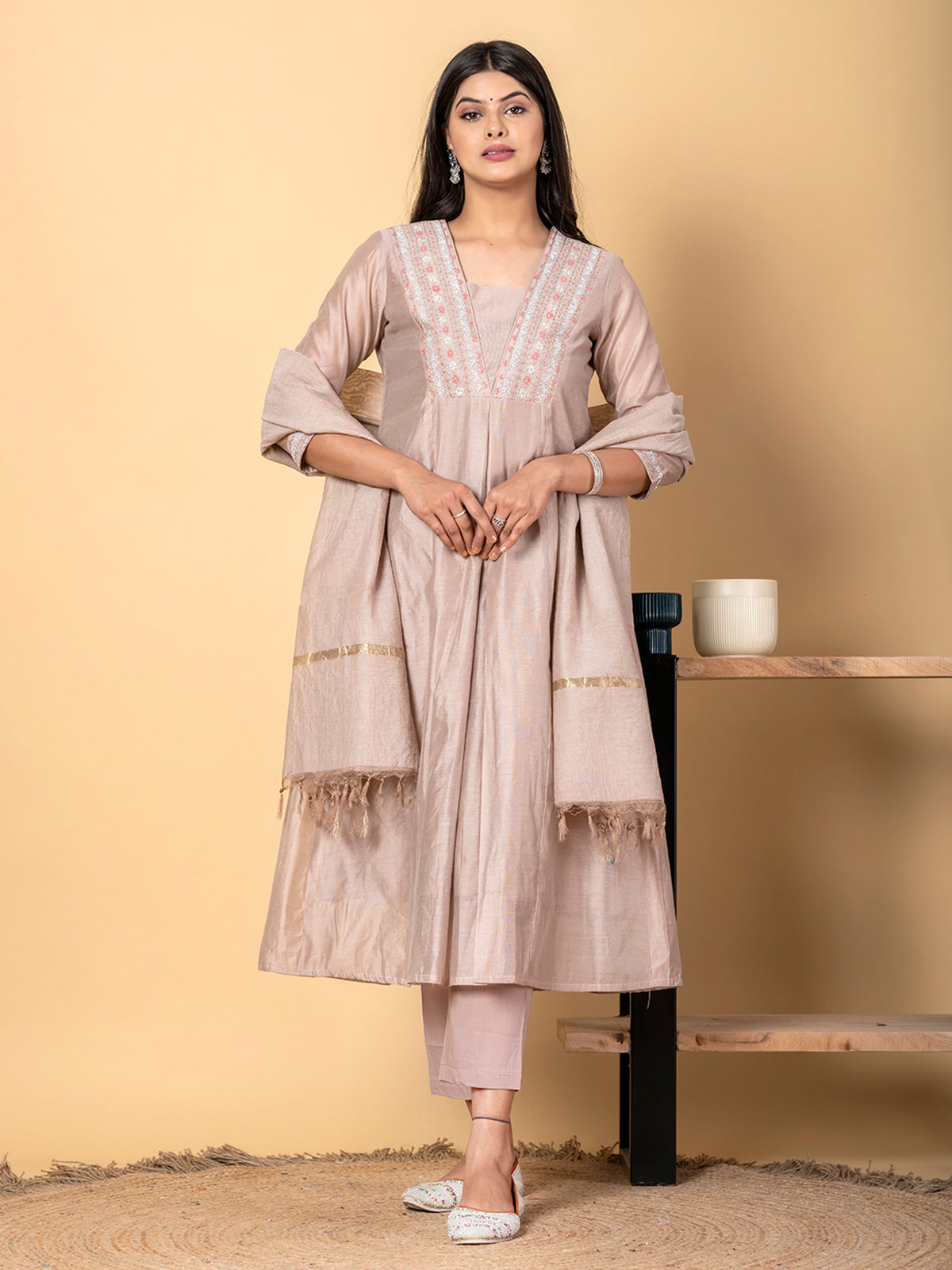 Light purple tissue silk kurti set