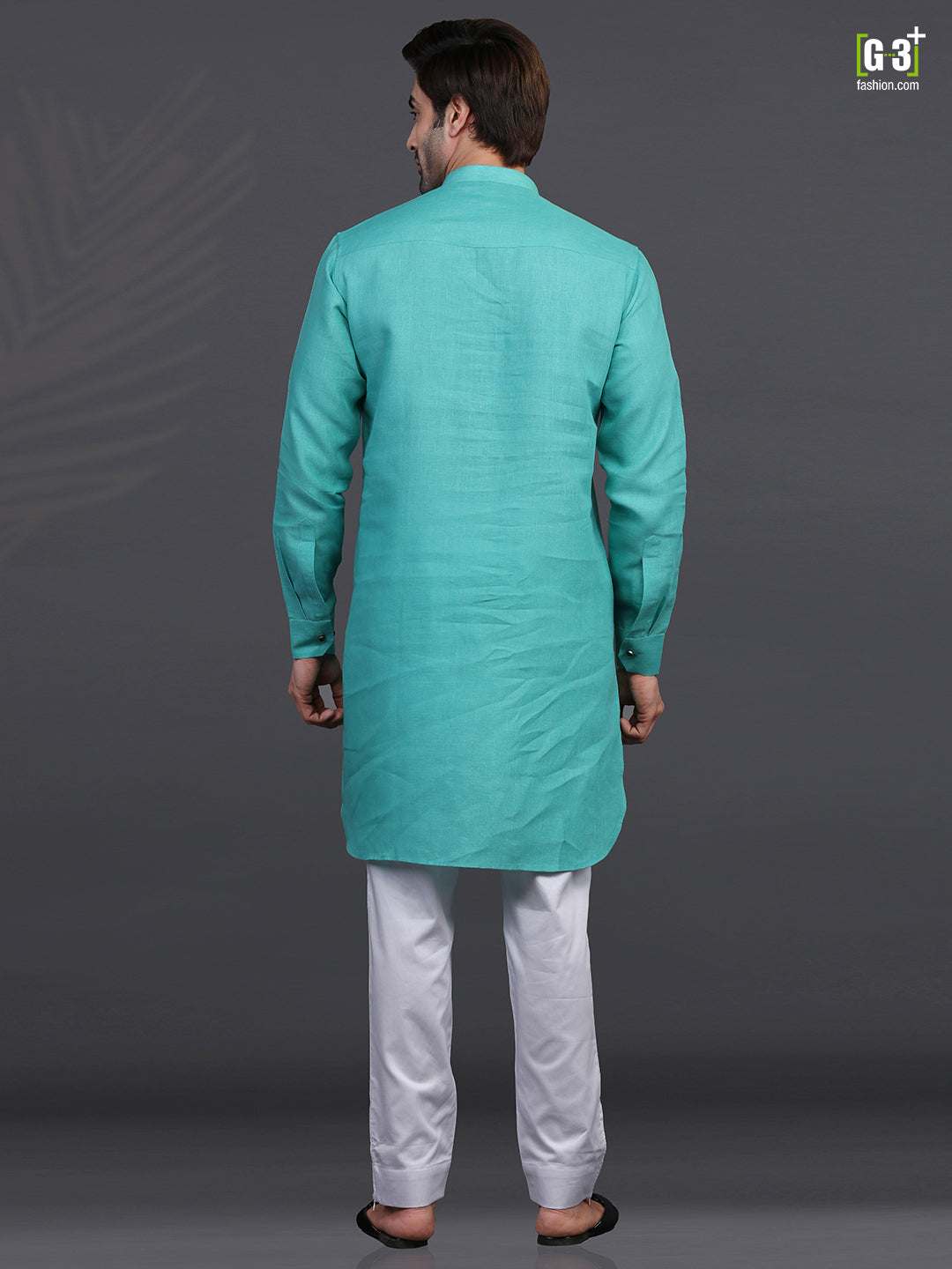 Linen aqua festive kurta suit