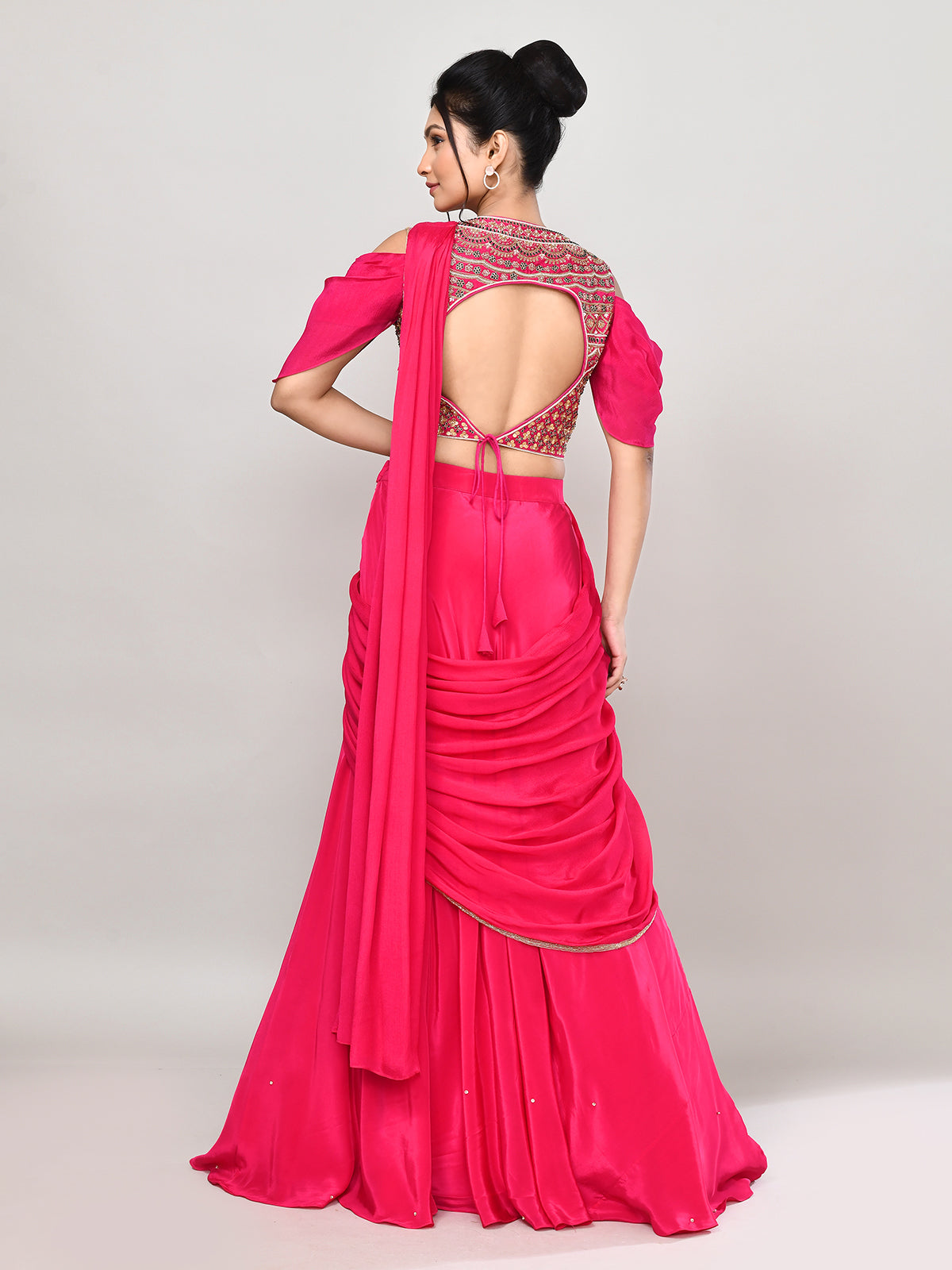 Magenta silk zardosi designer lehenga choli