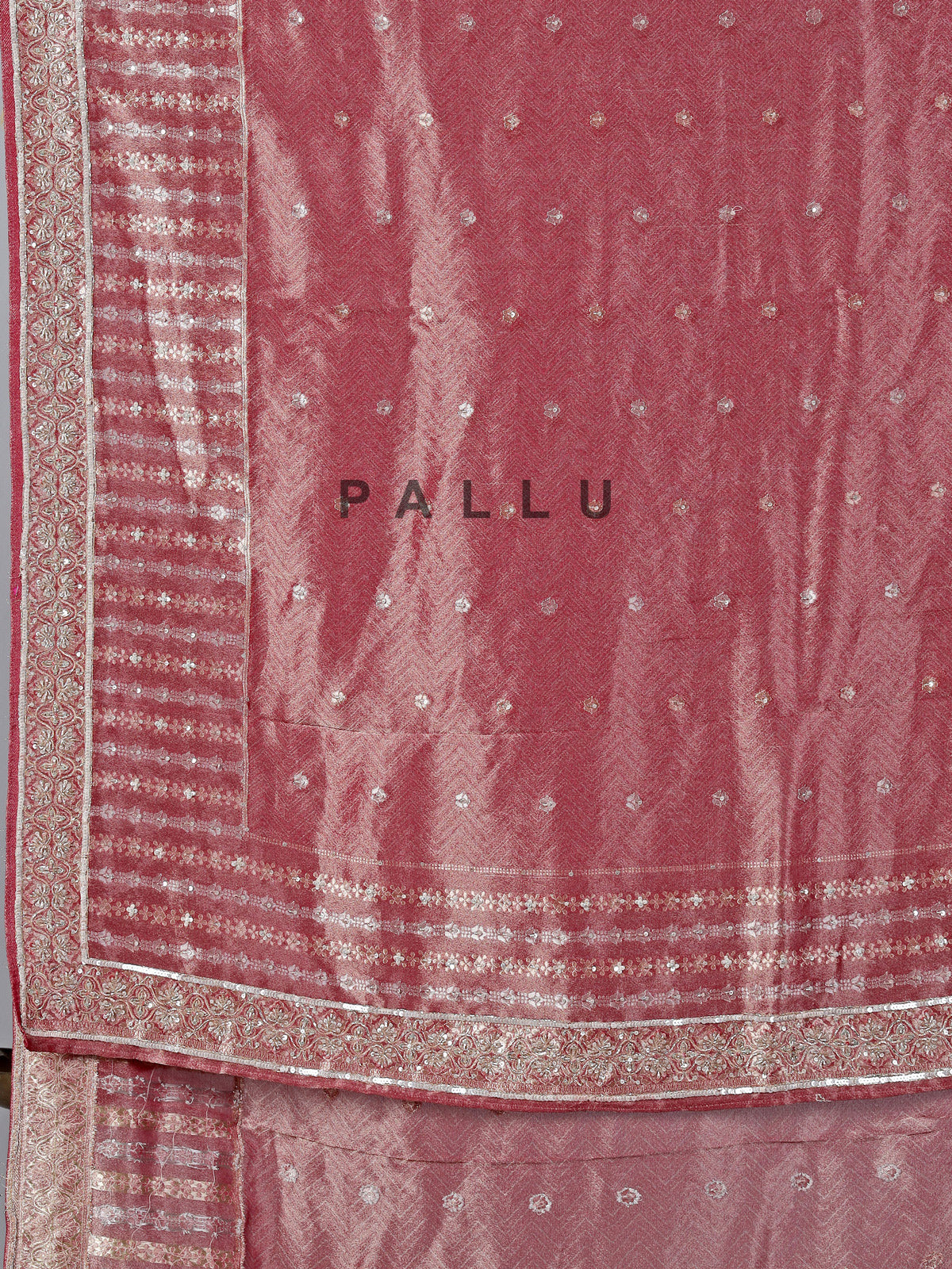 Maroon tissue saree with zardosi and cutdana work