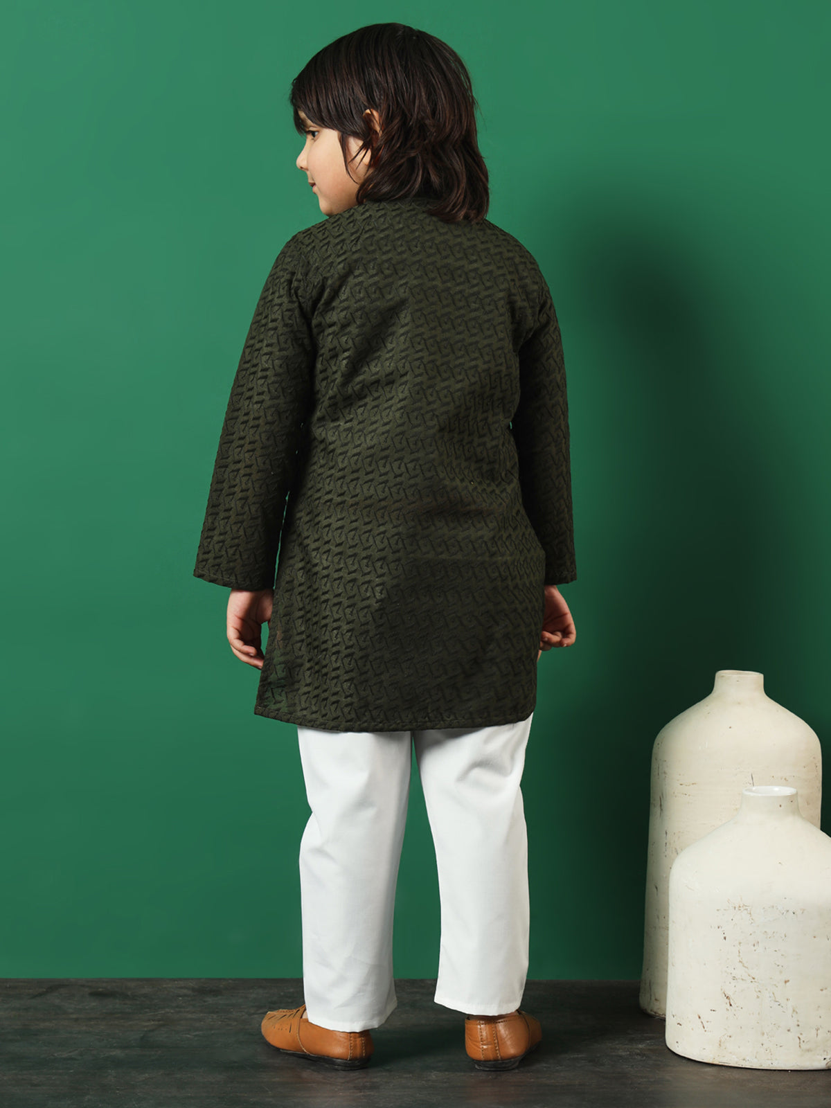 Mehendi embroideried kurta suit for boys