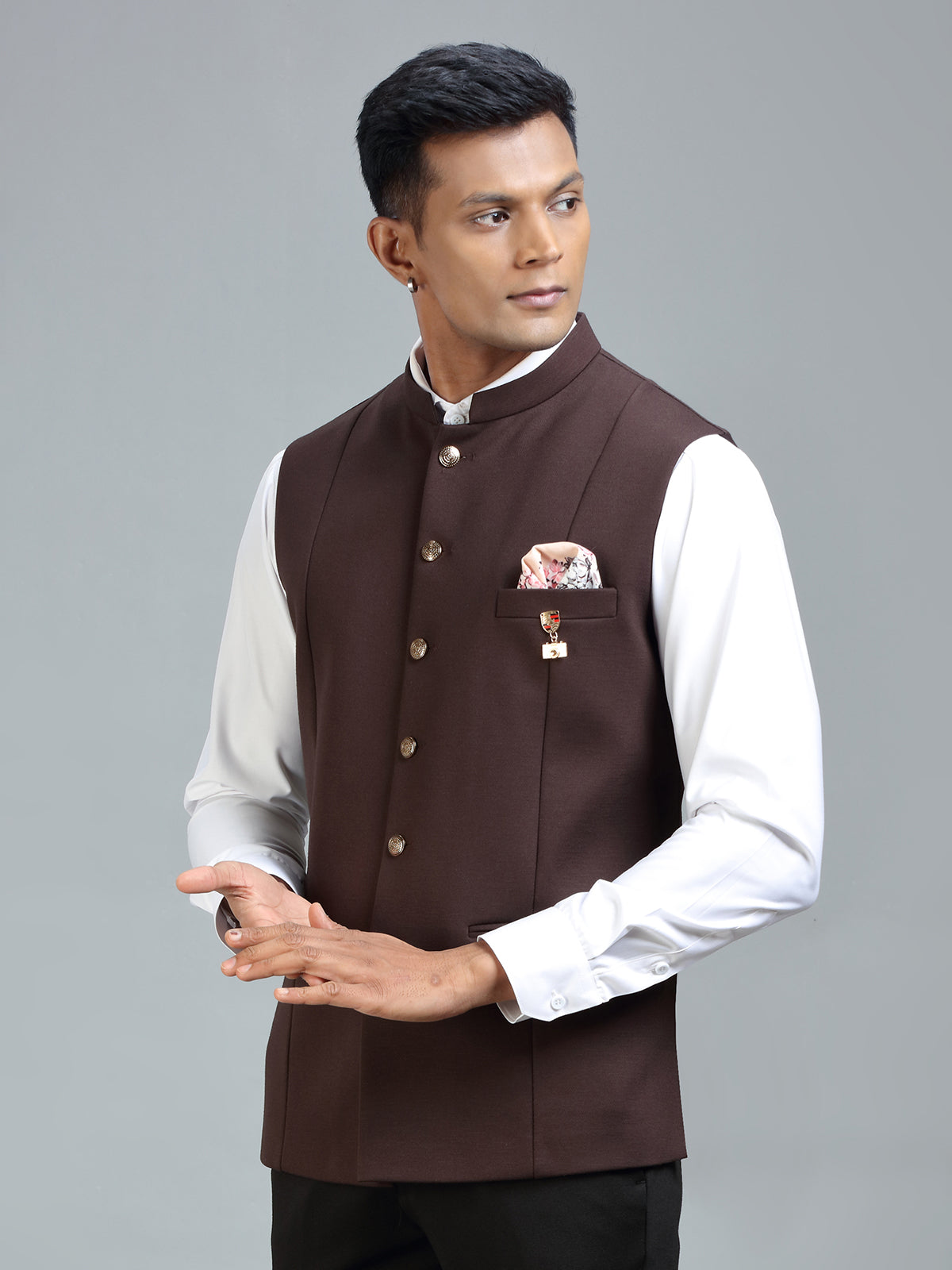 Modern stylish rich brown waistcoat for men