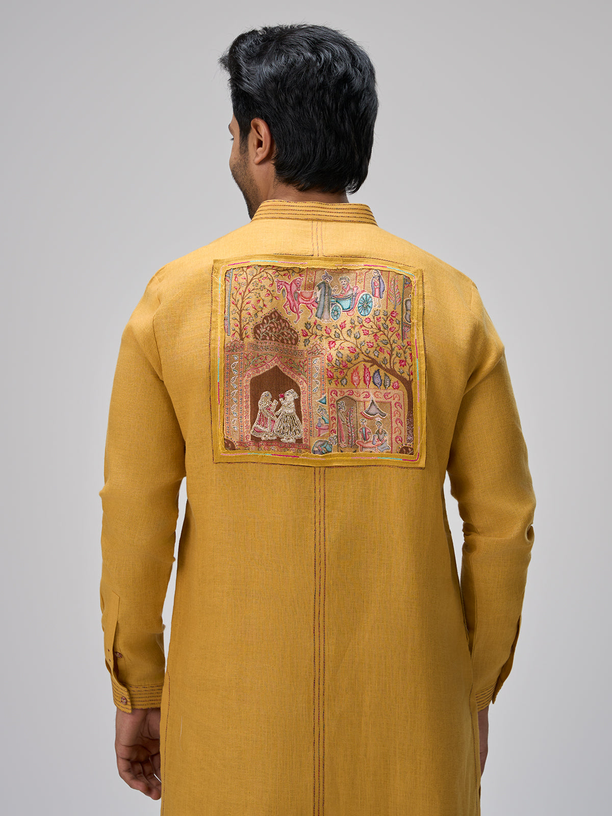 Mustard designer kurta suit for men