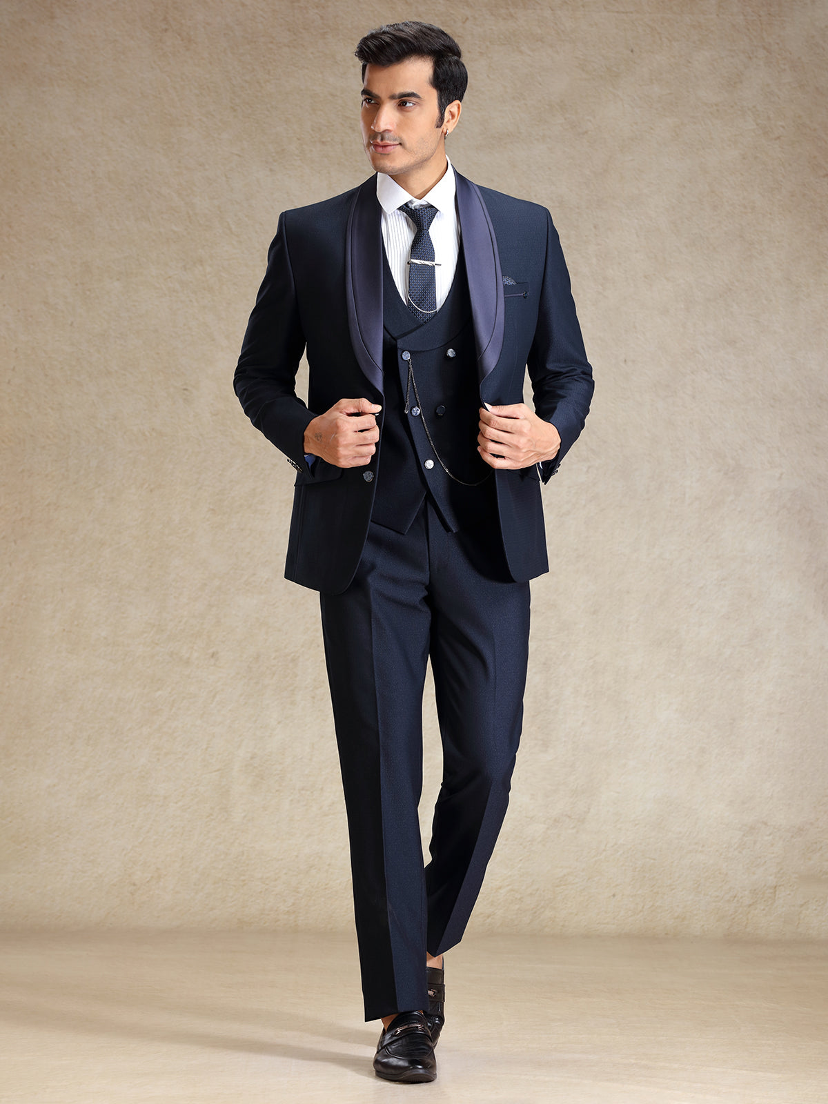 Navy 5 pcs coat suit for cocktail party
