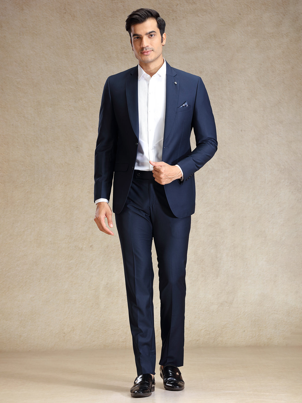 Navy terry rayon notch lapel coat suit