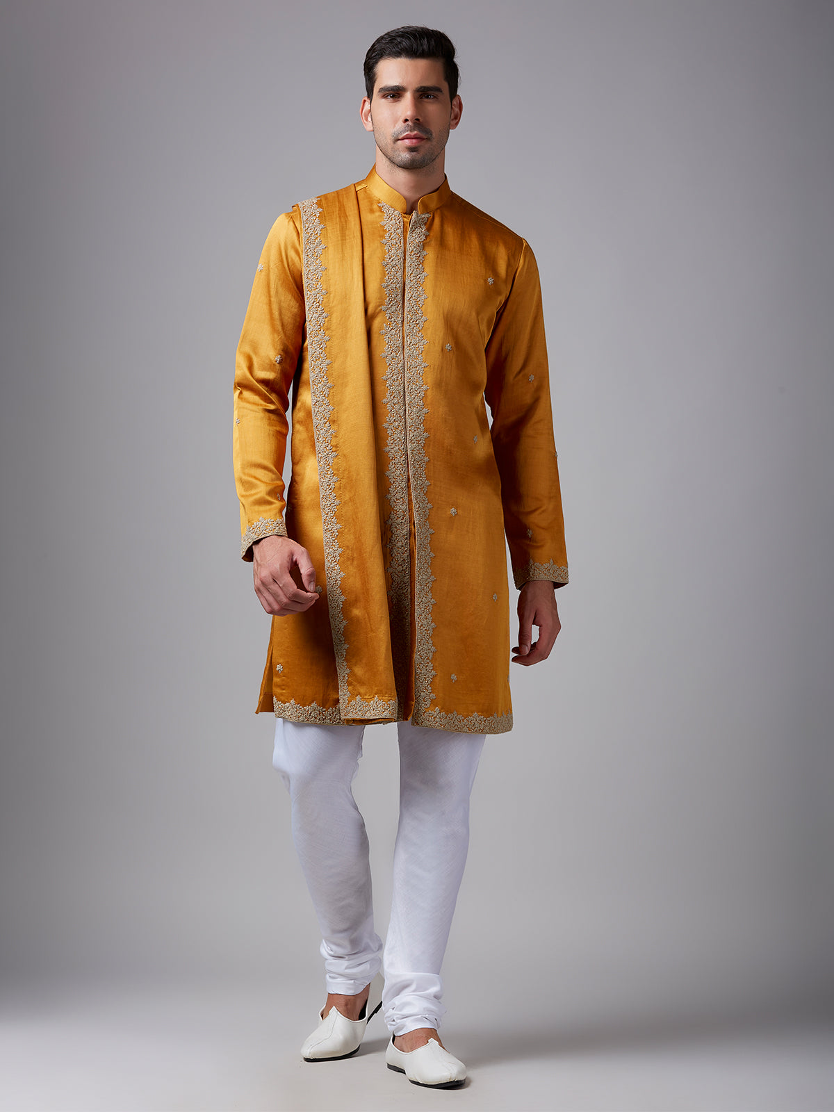 Newest mustard yellow silk kurta suit