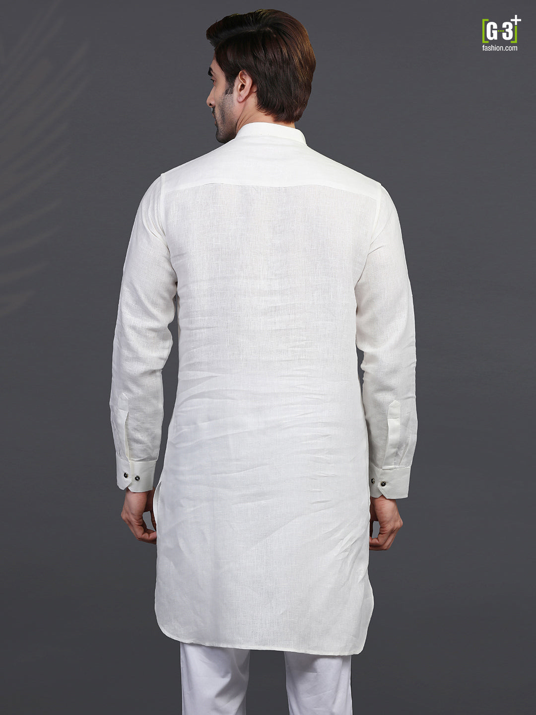 Off White full sleeves kurta in linen