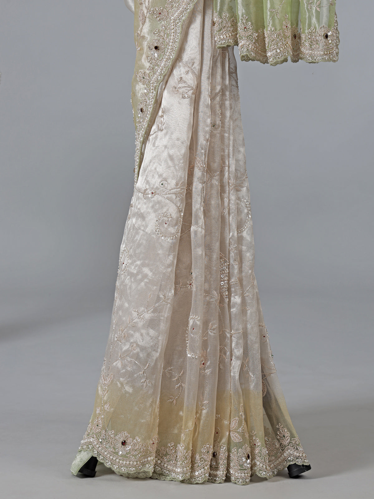 Off white tissue silk party wear saree