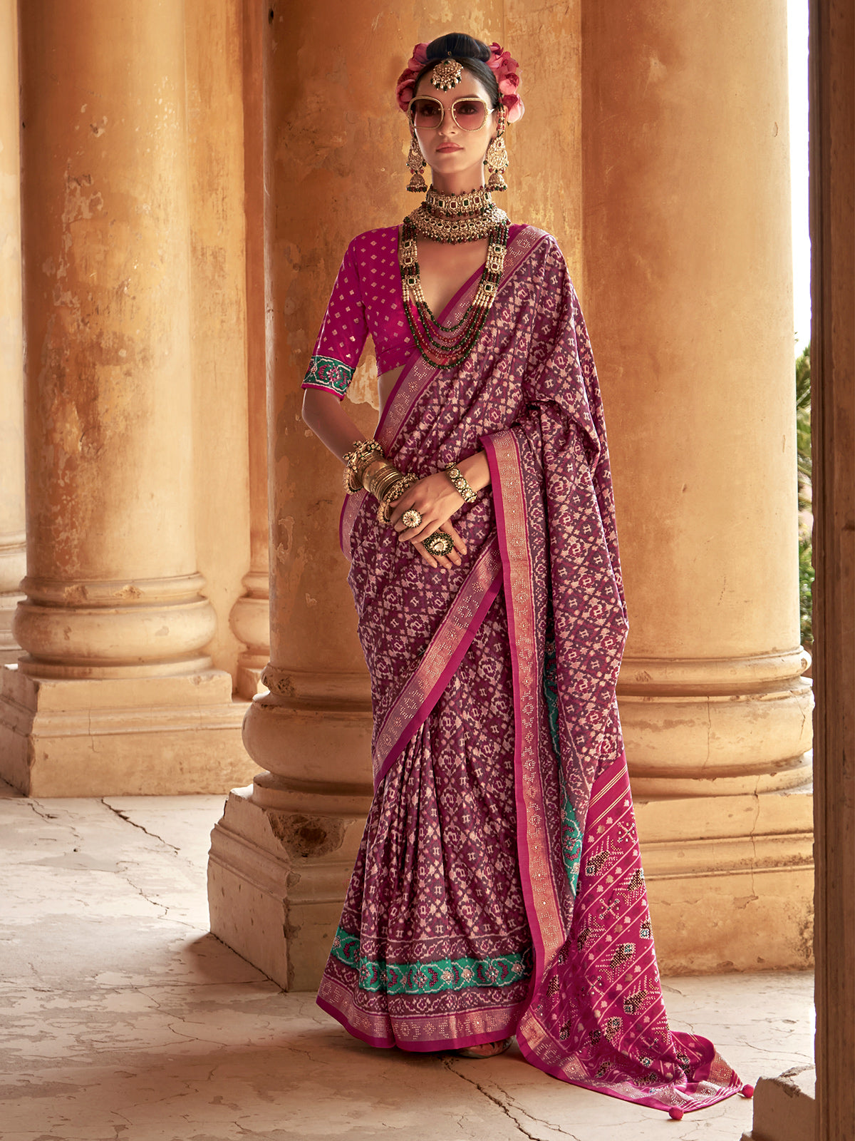 Onion pink charming patola saree
