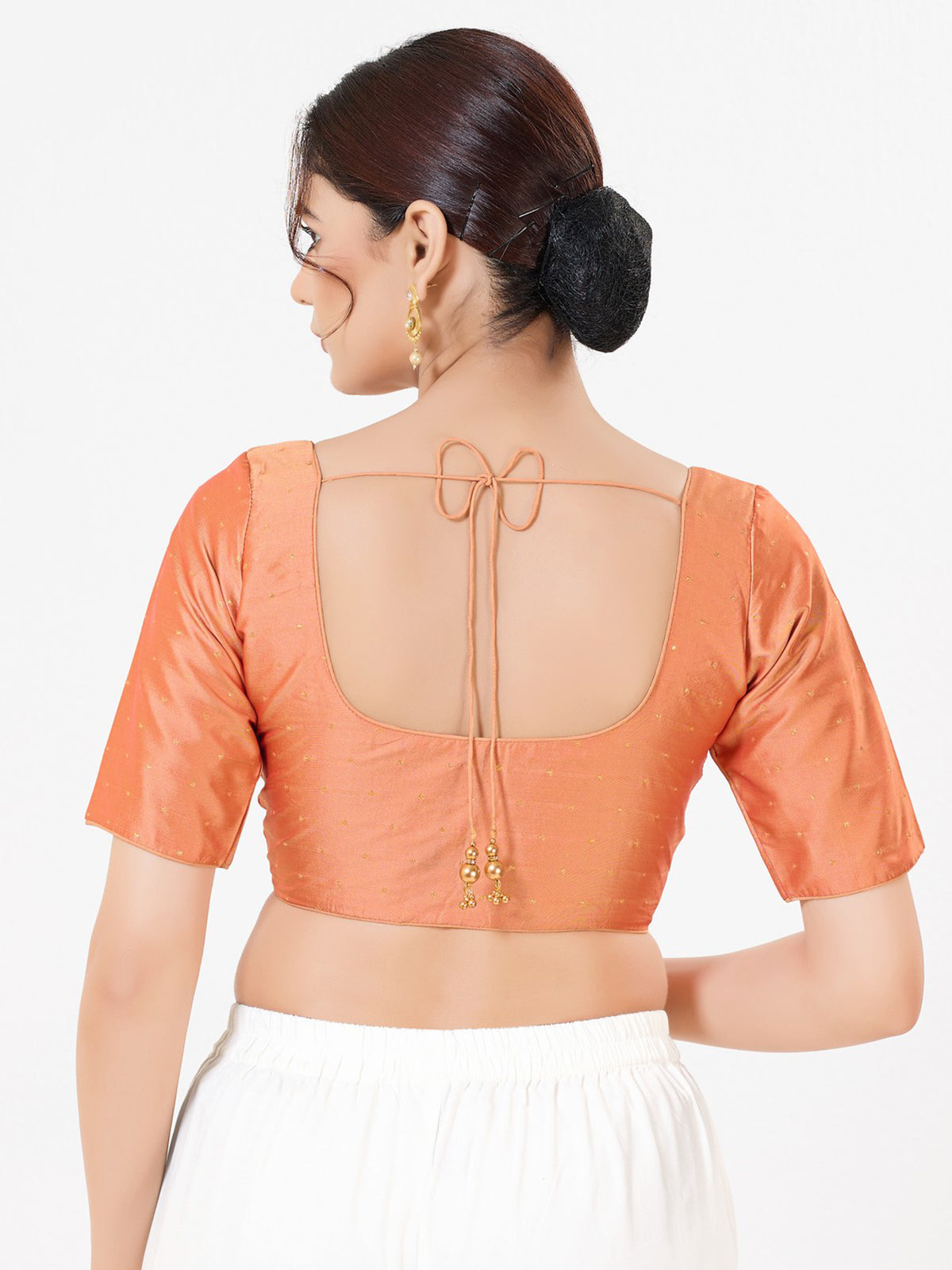 Peach tafeta silk zari festive wear blouse