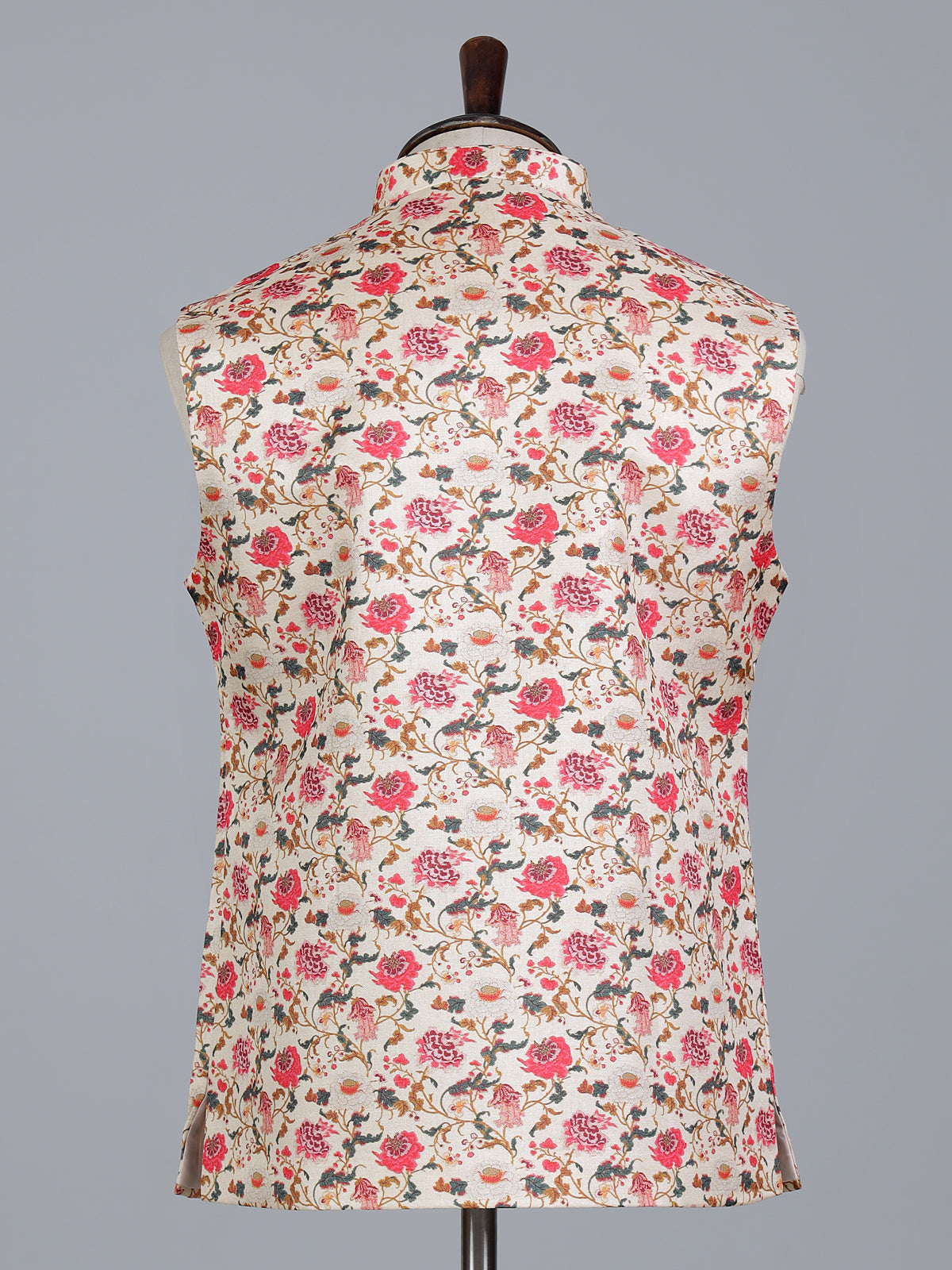Pink silk printed reception waistcoat