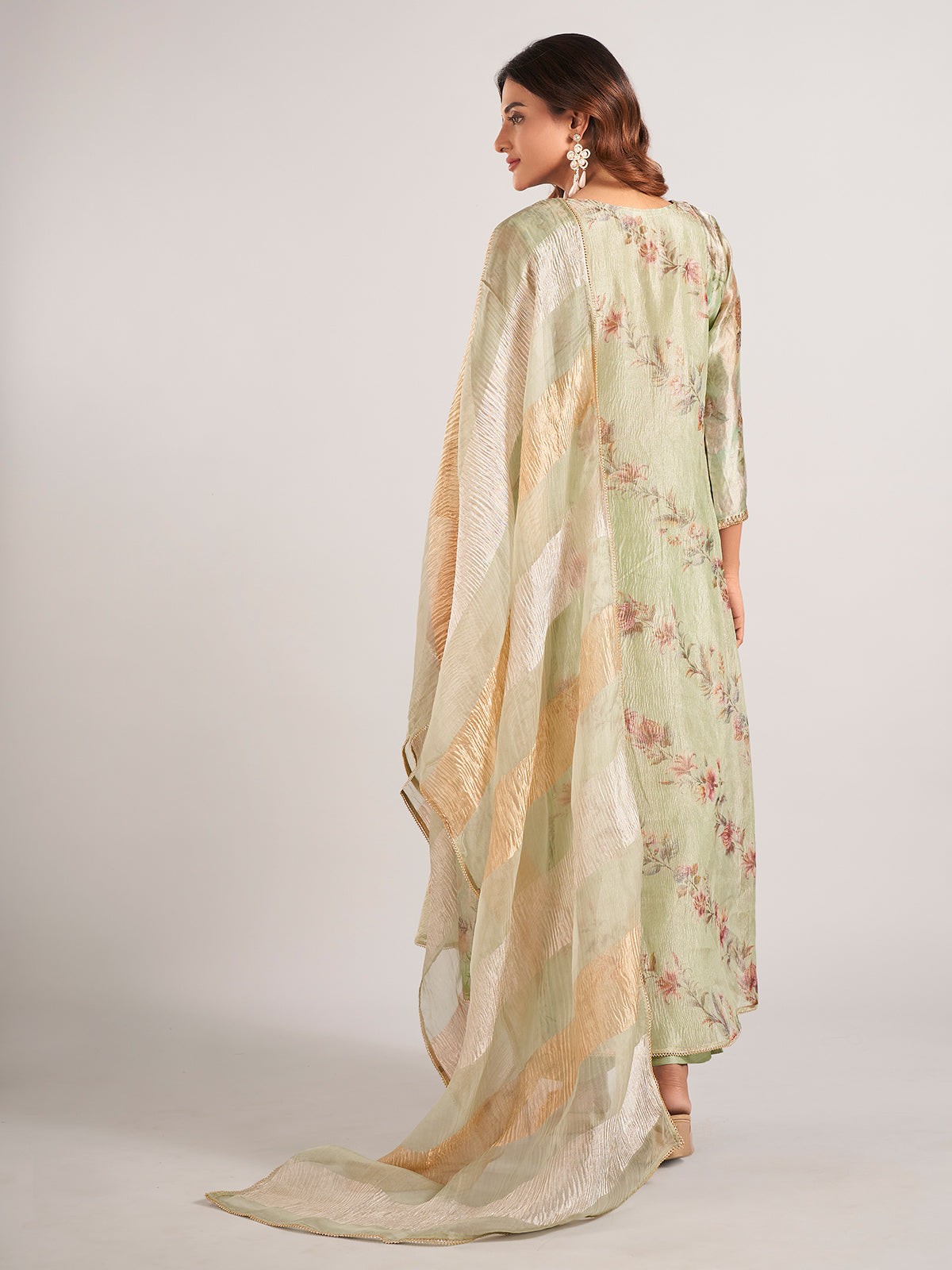Pista green soft organza wedding wear salwar suit