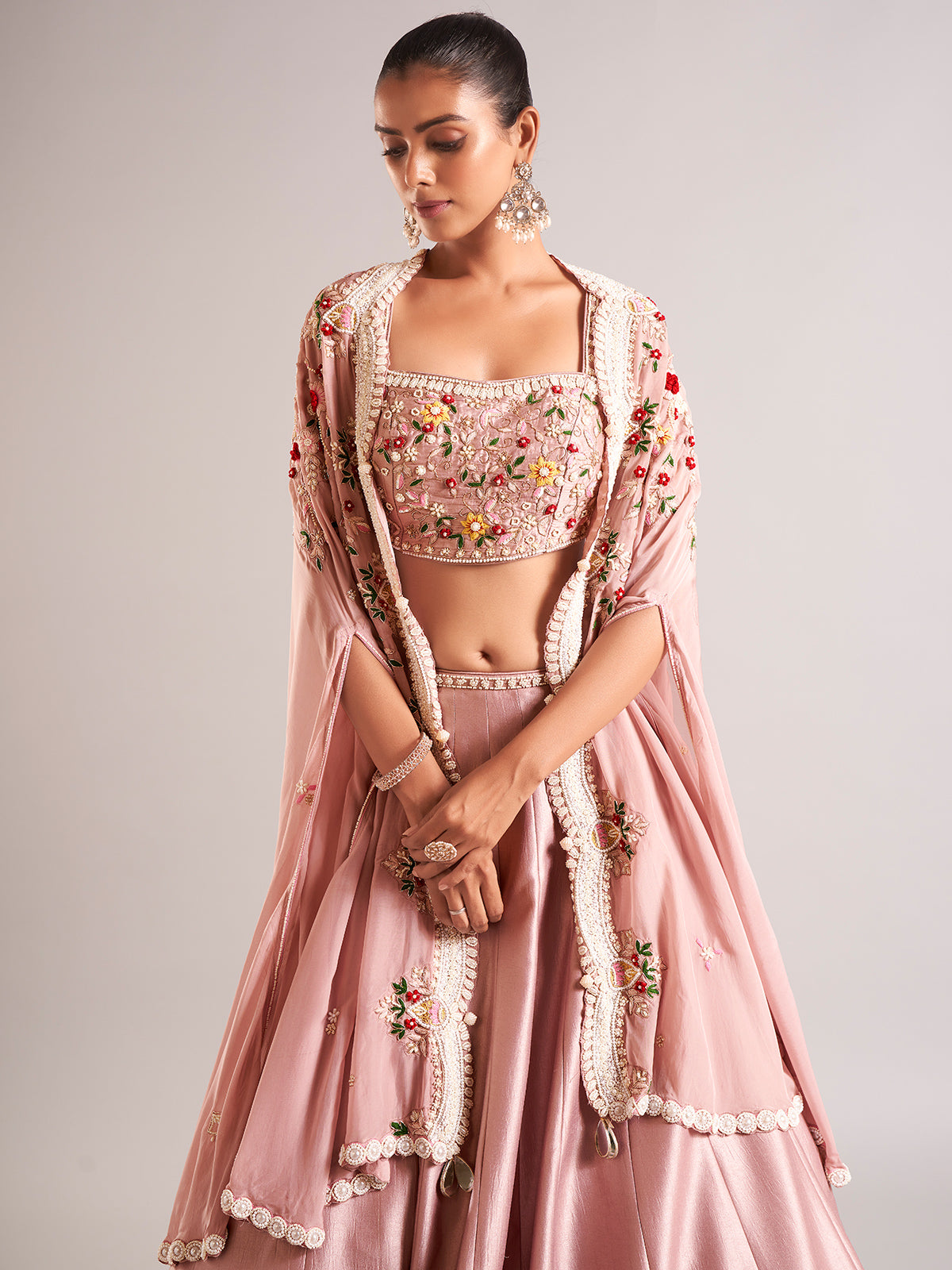 Pretty peach silk lehenga choli