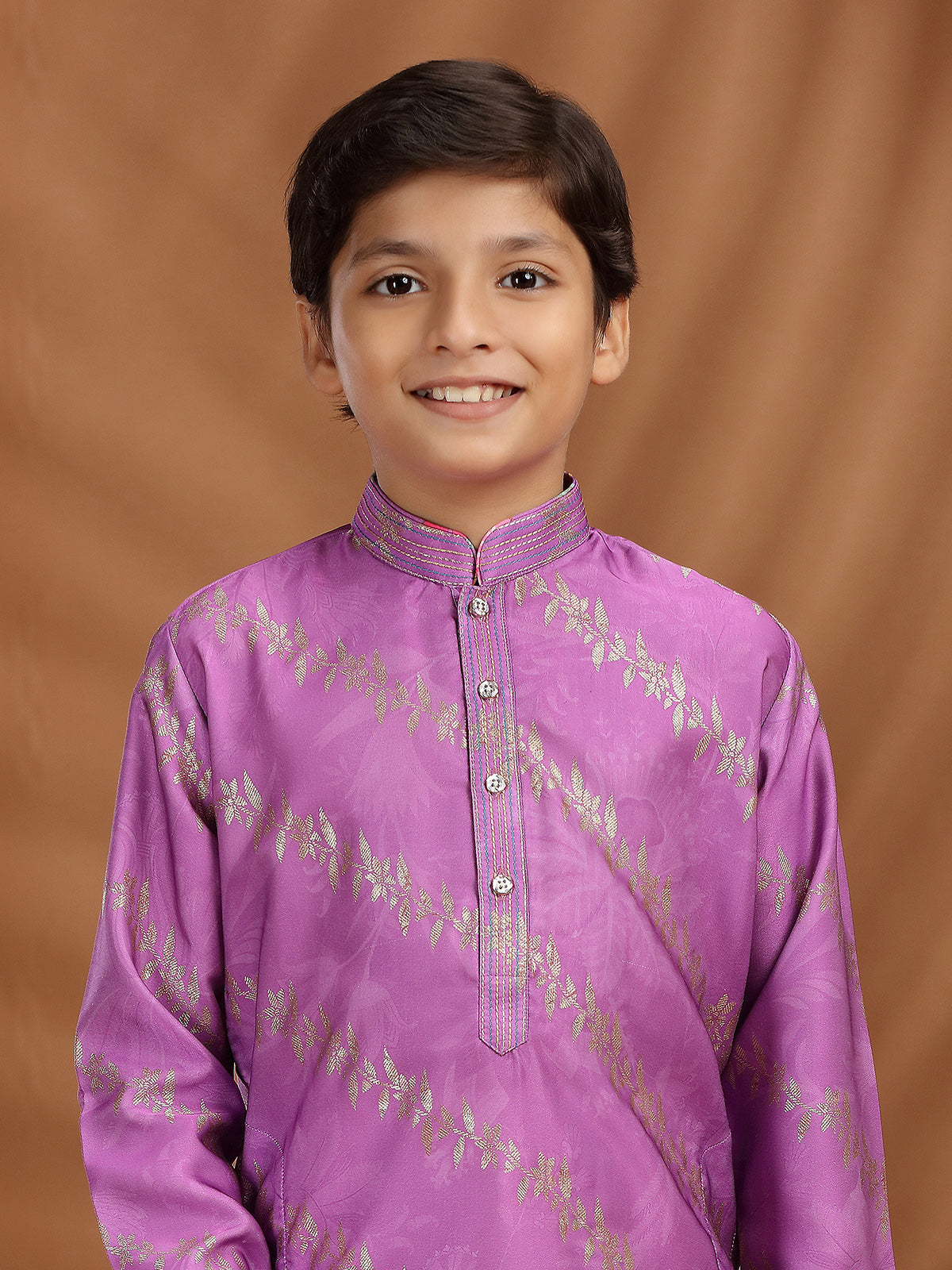 Purple silk kurta suit for festival