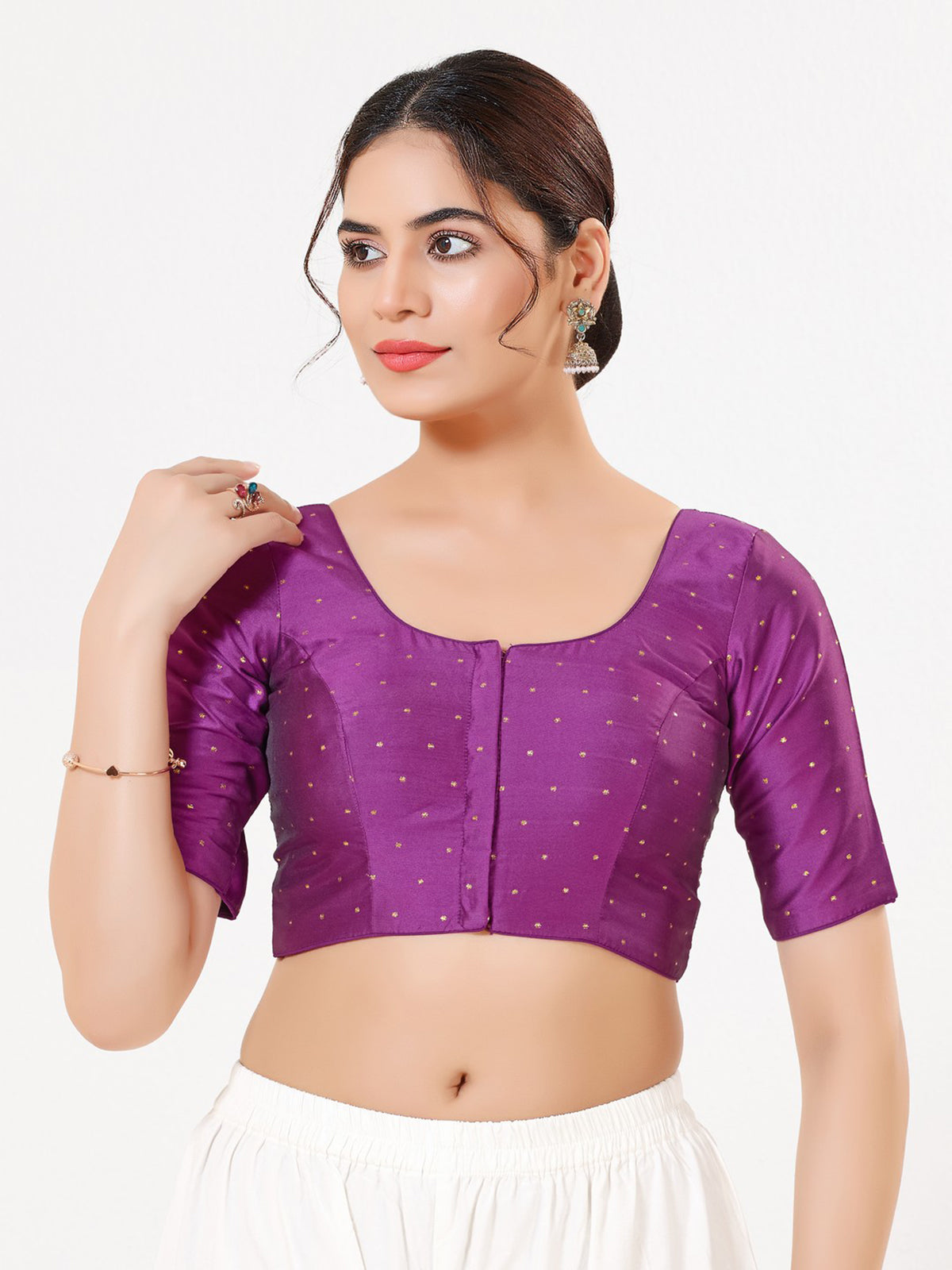 Purple tafeta silk zari festive blouse
